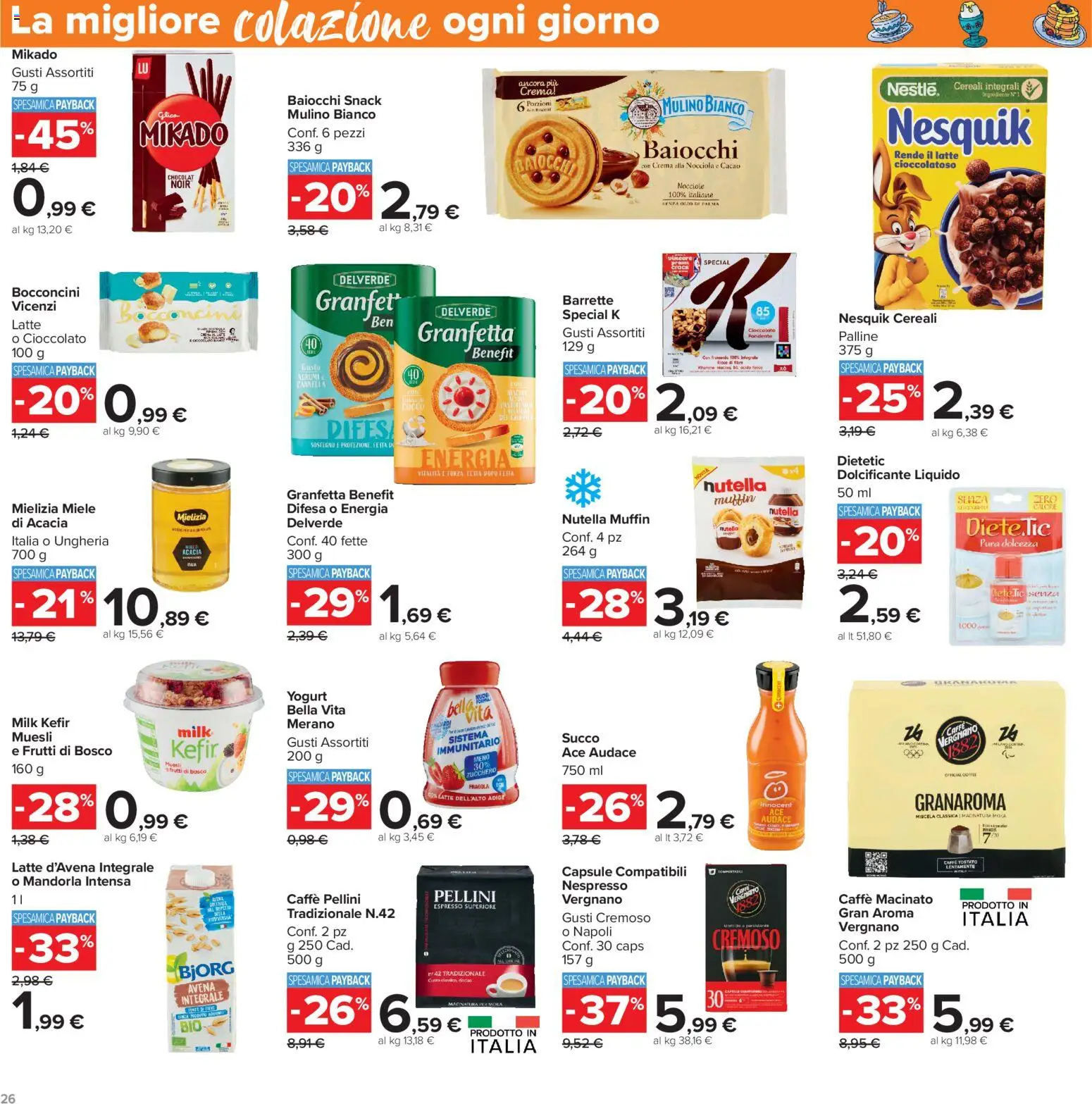 Volantino Carrefour del 04/09/2026 | Pagina: 26 | Prodotti: Frutti di bosco, Mandorla, Pellini, Macinato