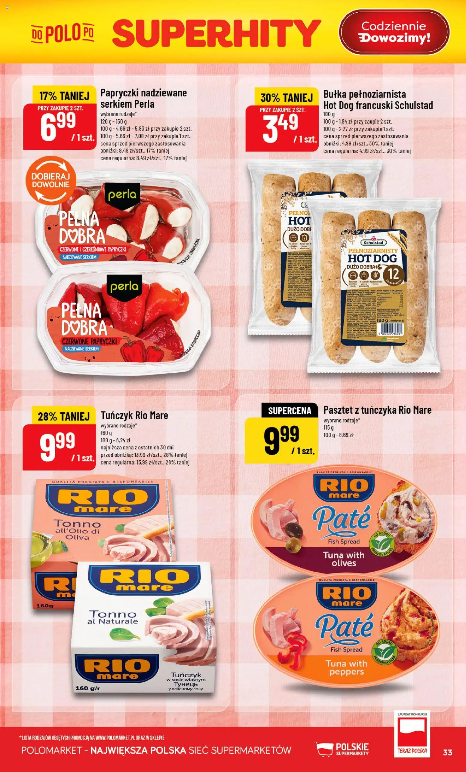 POLOmarket gazetka od 13.05.2026 | Strona: 33 | Produkty: Tuńczyk, Bułka, Tuńczyk rio mare