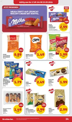 Penny Markt - Flugblatt ab 17.09.2026 gültig | Seite: 14 | Produkte: Waffel, Salzstangen, Creme, Schokolade