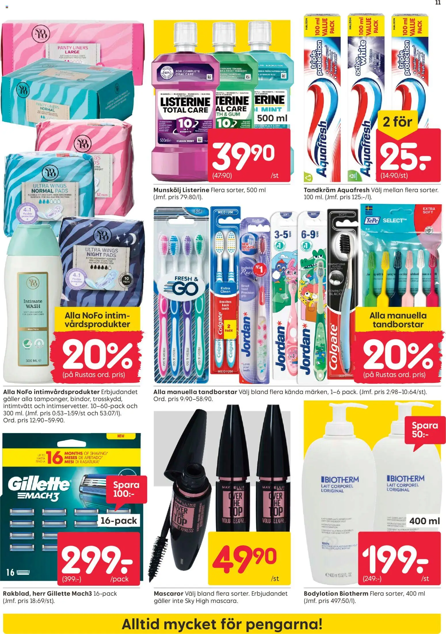 Rusta reklamblad aktuell från 07/09/2026 | Sida: 11 | Produkter: Body lotion, Tandkräm, Galler, Pads