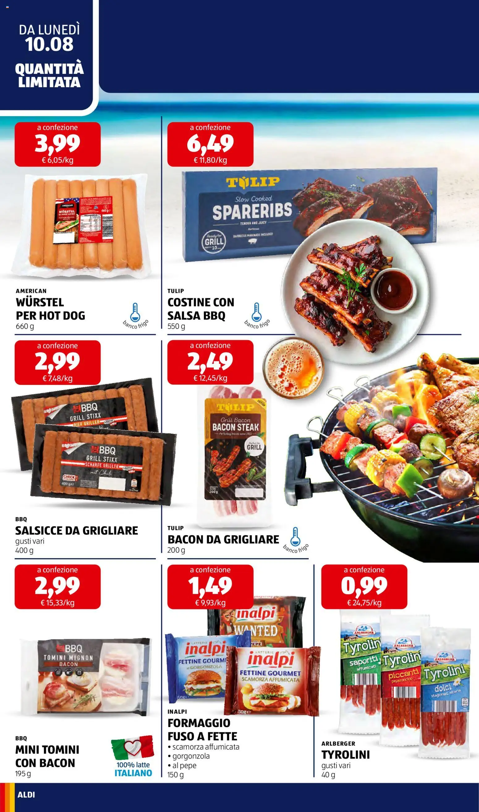 Volantino Aldi del 10/08/2026 | Pagina: 14 | Prodotti: Barbecue, Formaggio, Dolci, Gorgonzola