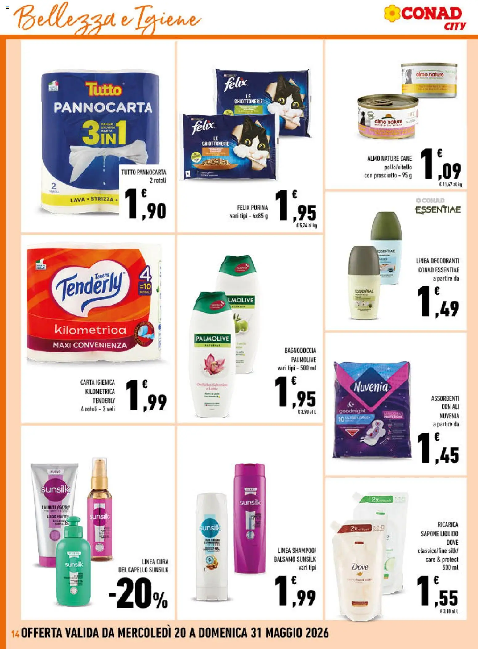 Volantino Conad del 20.05.2026 | Pagina: 14 | Prodotti: Shampoo, Balsamo, Sapone, Prosciutto