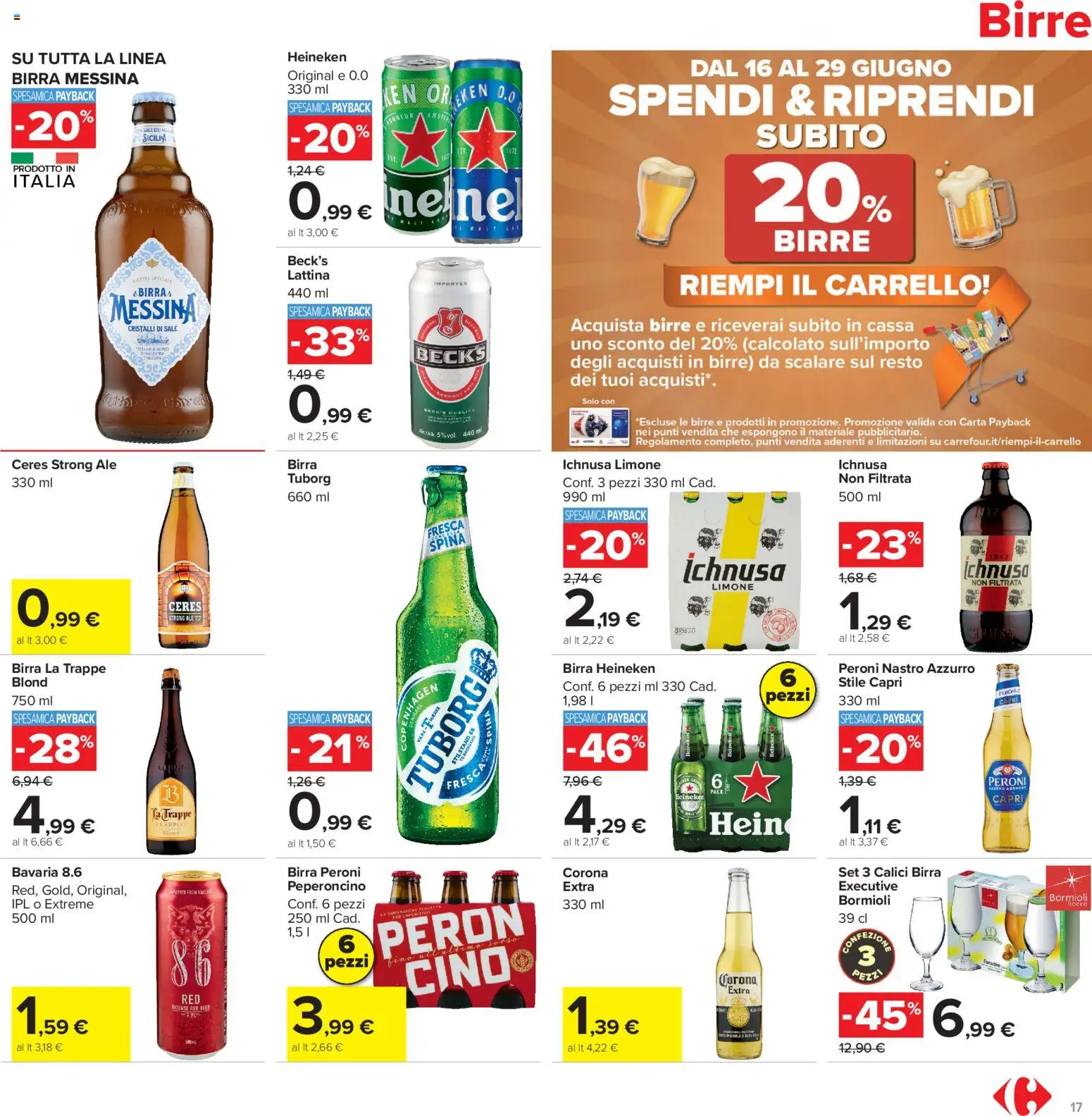 Volantino Carrefour del 16.06.2026 | Pagina: 17 | Prodotti: Limone, Carrello, Birra messina, Heineken
