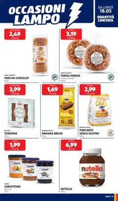 Anteprima del volantino TORTA CHINOIS, crema/cioccolato 500 g valido a partire dal 18.05.2026 | Pagina: 17 | Prodotti: Farina, Nutella, Mirtilli, Torta