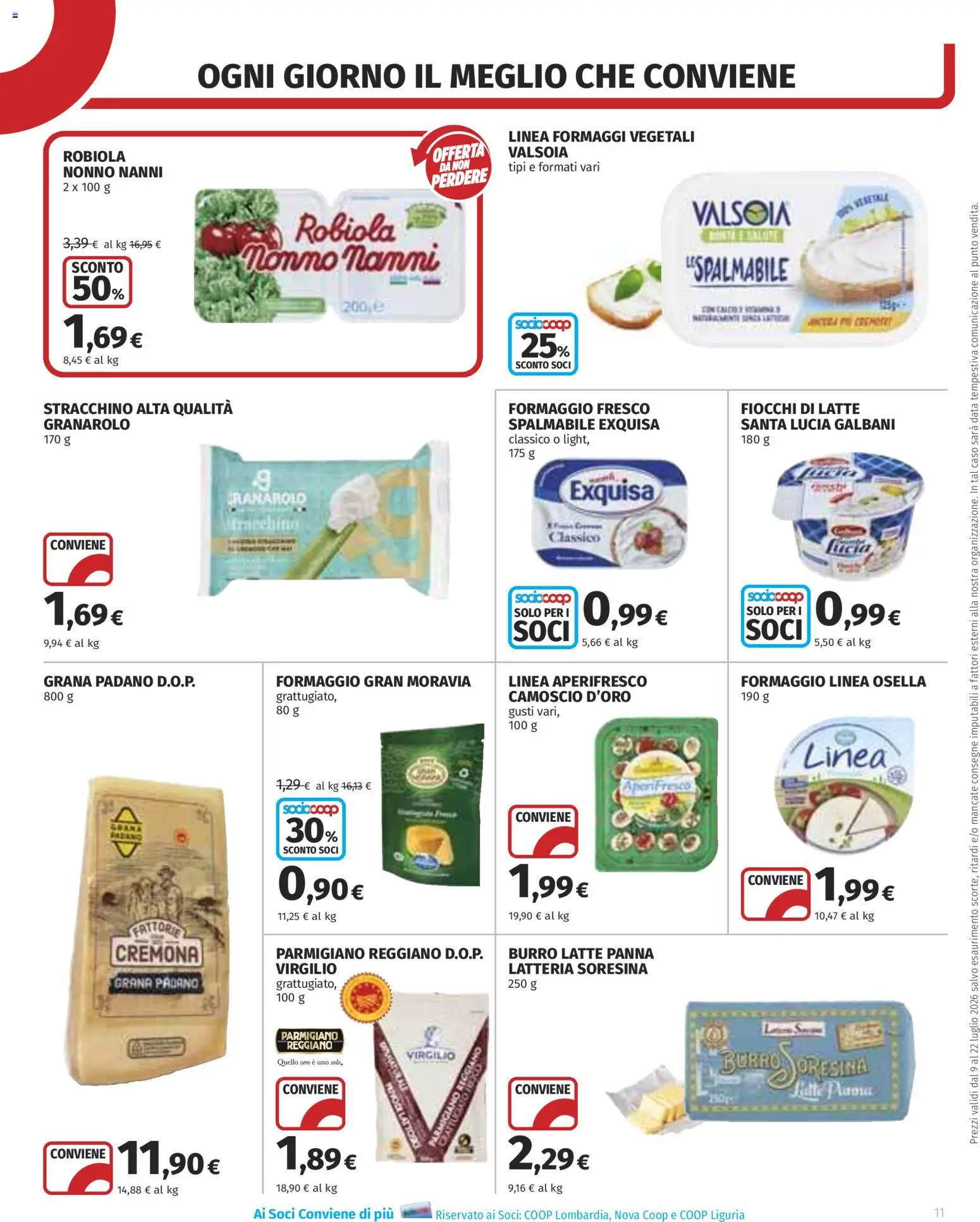 Volantino COOP del 09/07/2026 | Pagina: 11 | Prodotti: Panna, Fiocchi, Formaggio, Robiola