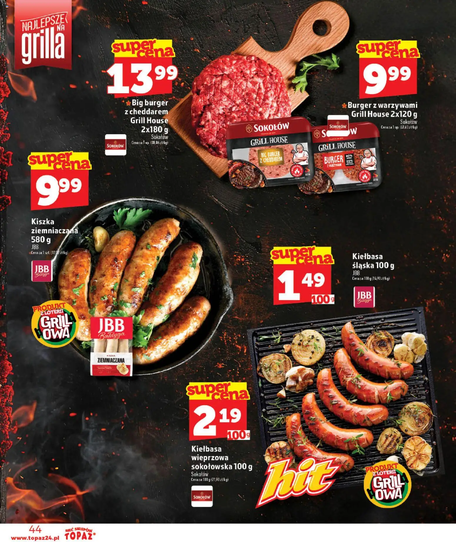 Topaz gazetka - Otwarcie Stoczek Łukowski od 30.05.2026 | Strona: 44 | Produkty: Kiełbasa, Kiszka ziemniaczana, Grill, Kiełbasa śląska