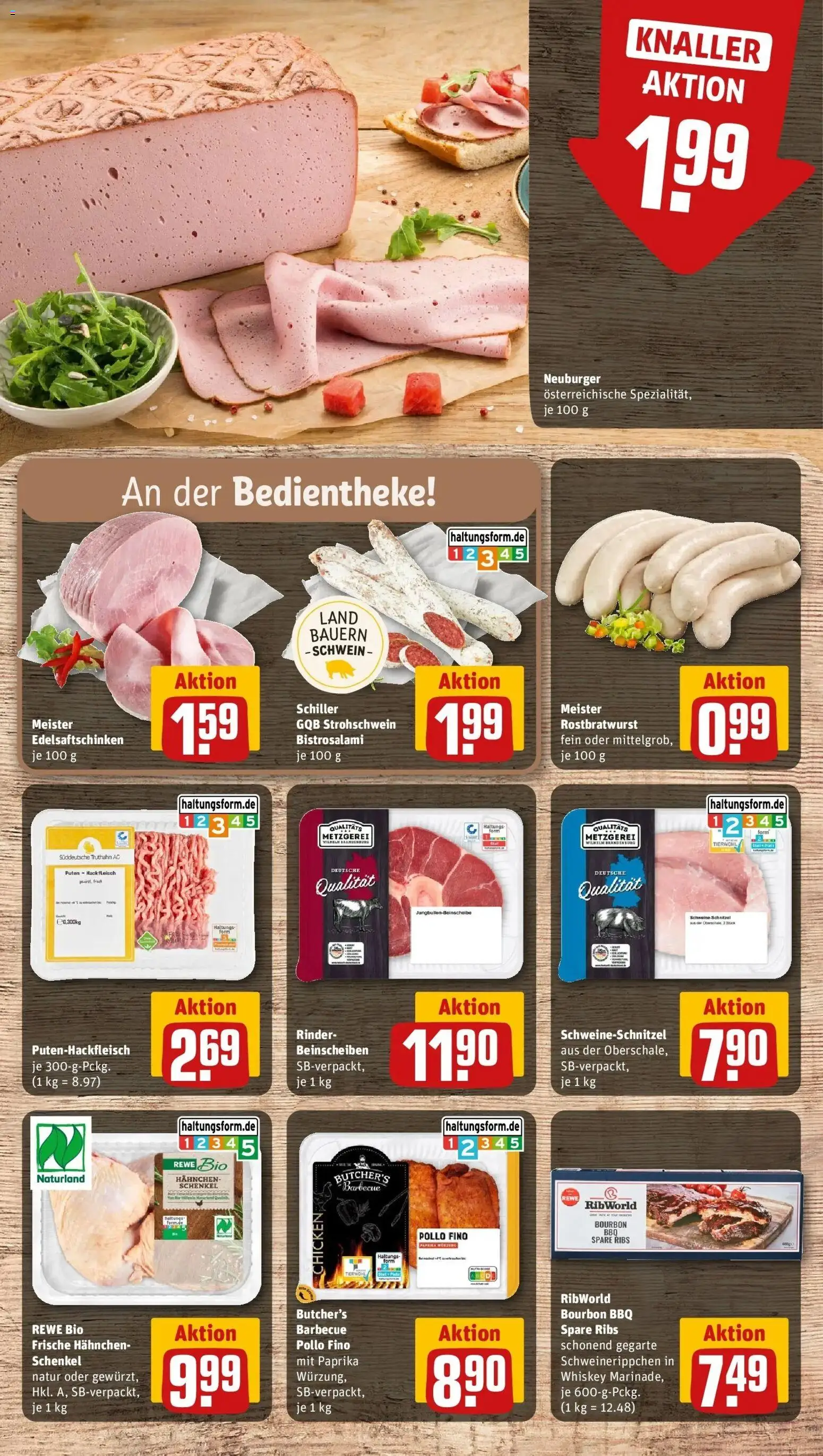 Rewe Prospekt Tübingen / Lustnau – gültig ab 08.06.2026 | Seite: 9 | Produkte: Hahnchen, Spare ribs, Whiskey, Hackfleisch
