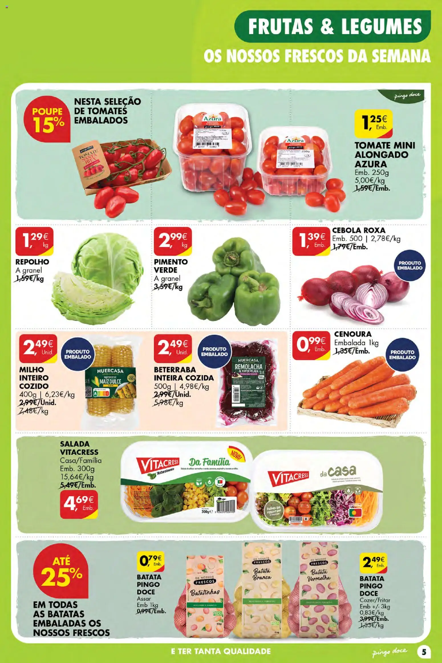 Pingo Doce folheto Poupe Esta Semana Açores │ válido de 15/10/2026 | Página: 5 | Produtos: Cebola, Frutas, Tomates, Cenoura