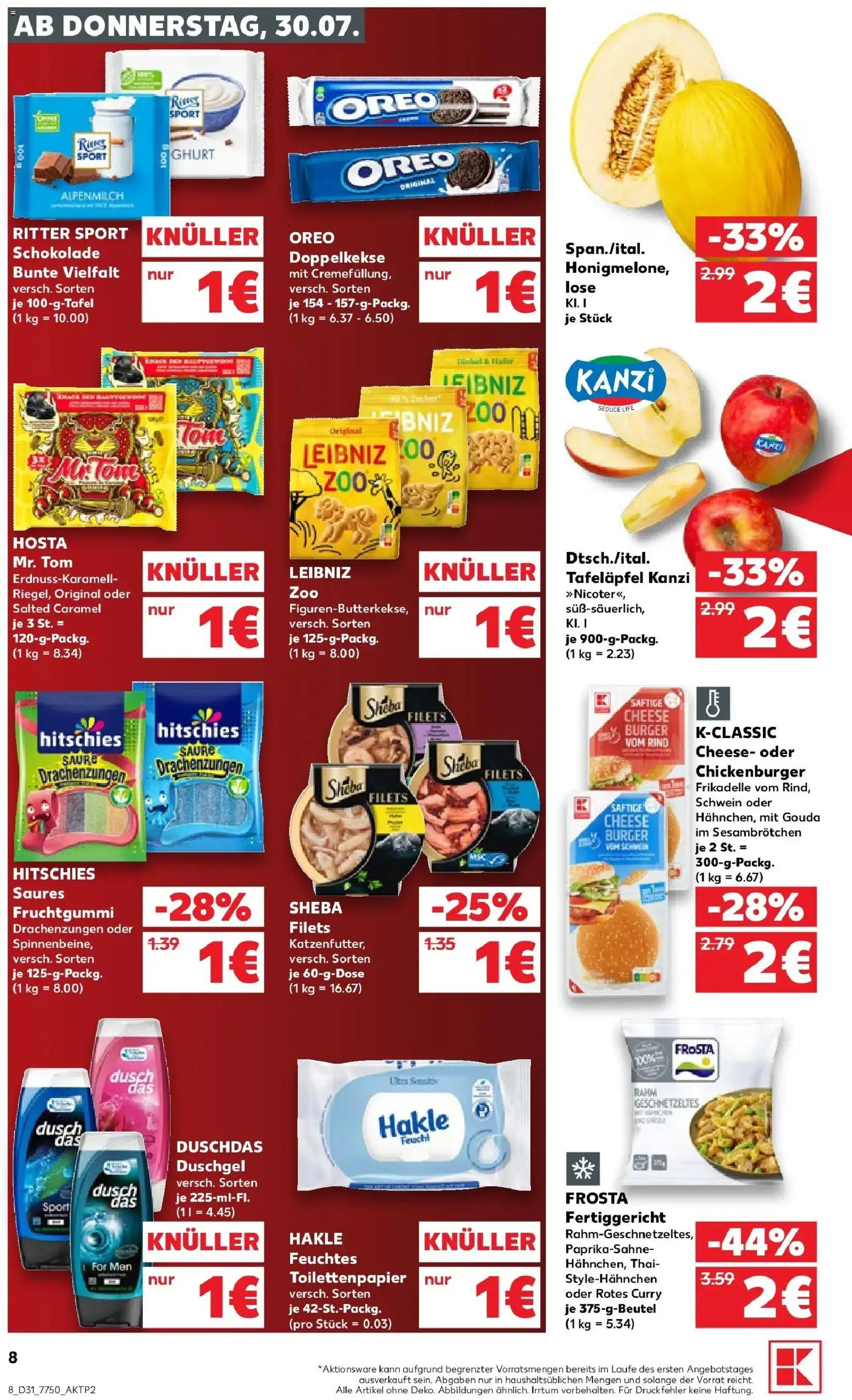 Kaufland Prospekt Weiden In Der Oberpfalz – gültig ab 30.07.2026 | Seite: 8 | Produkte: Schokolade, Burger, Duschgel, Toilettenpapier