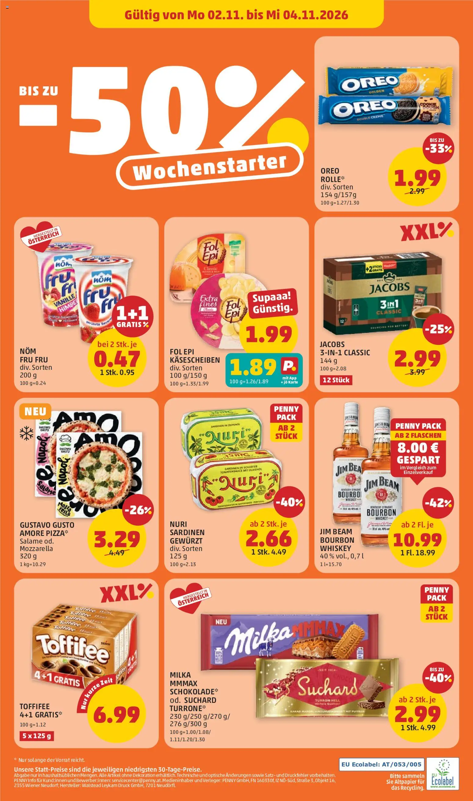 Penny Markt Flugblatt gültig ab 29.10.2026 | Seite: 32 | Produkte: Vanille, Creme, Pizza, Bourbon