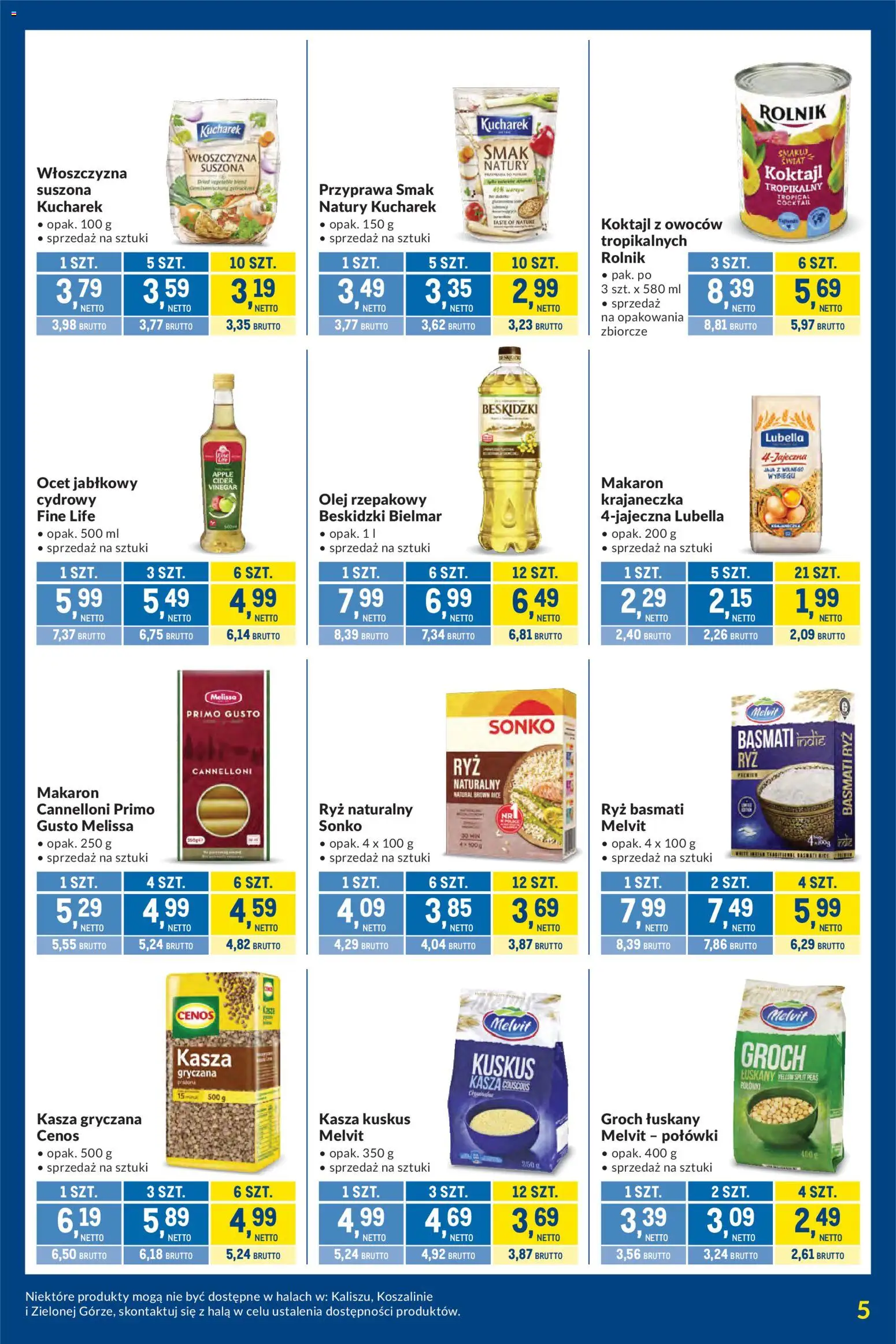 Makro gazetka - Kupujesz więcej płacisz mniej od 04.08.2026 | Strona: 5 | Produkty: Groch łuskany, Ocet, Kasza gryczana, Ryż basmati
