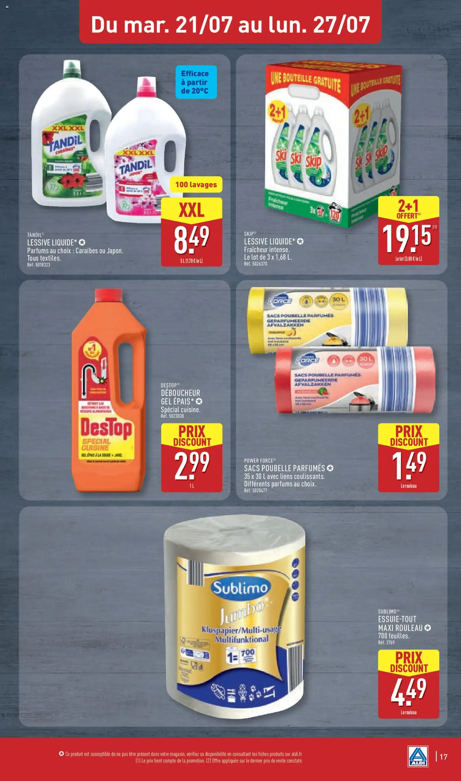 {H1} | Page: 21 | Produits: Poubelle, Rouleau, Détergent, Sacs poubelle