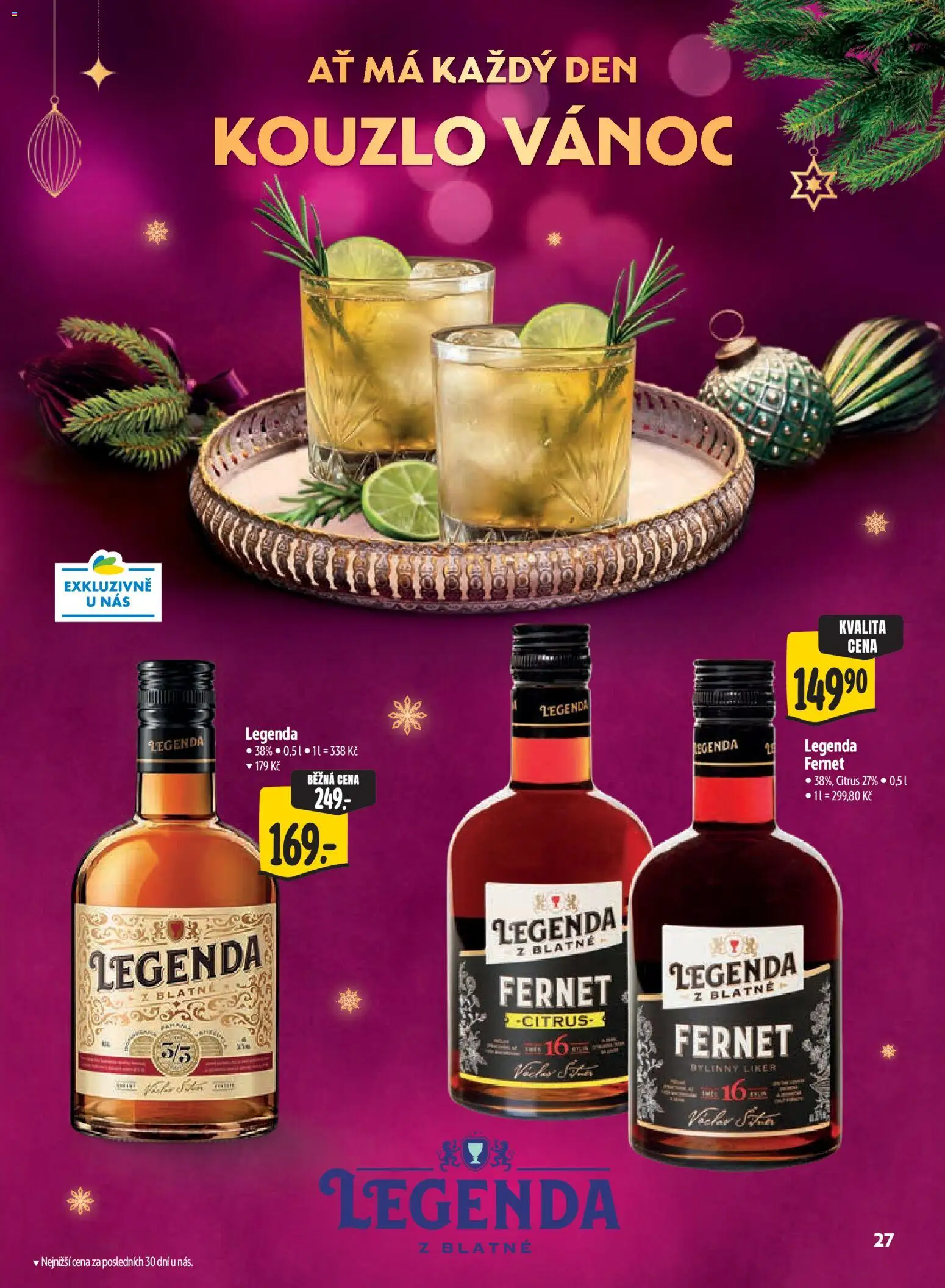 Albert leták - Supermarket Kouzlo Vánoc od 29.10.2026 | Strana: 27 | Produkty: Bylinný likér, Likér, Fernet, Fernet Citrus