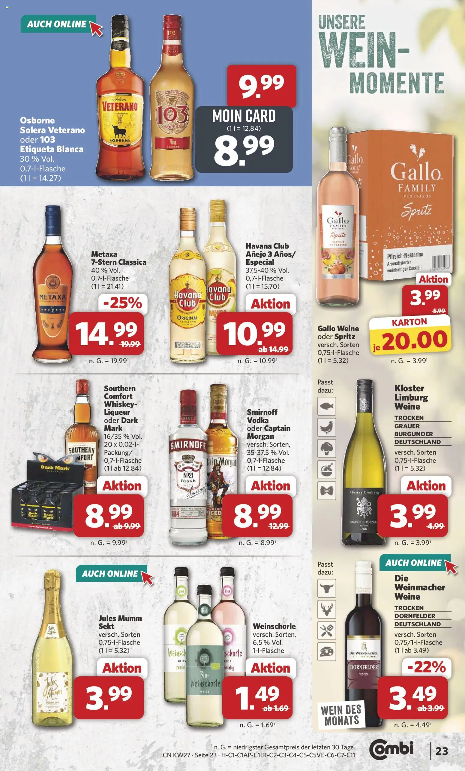 Combi Prospekt – gültig ab 29.06.2026 | Seite: 23 | Produkte: Weinschorle, Wein, Vodka, Whiskey