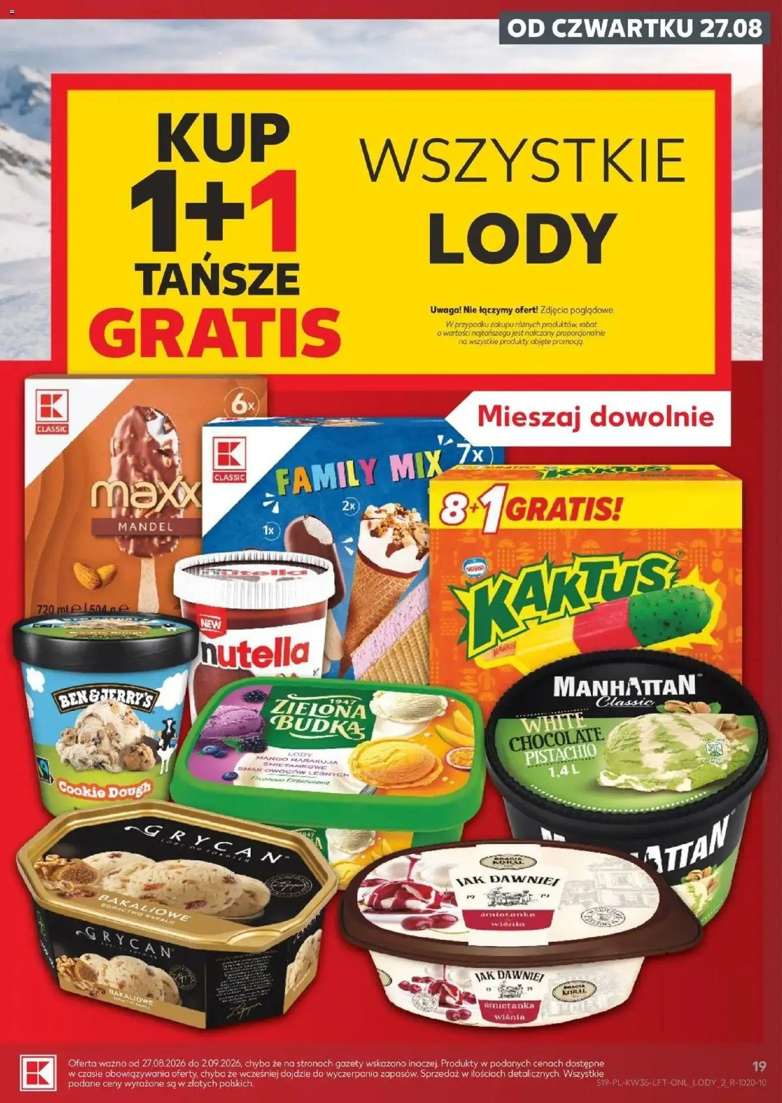 Kaufland gazetka od 27.08.2026 - od jutra PDF | Strona: 19 | Produkty: Mango, Grycan, Gazety, Lody