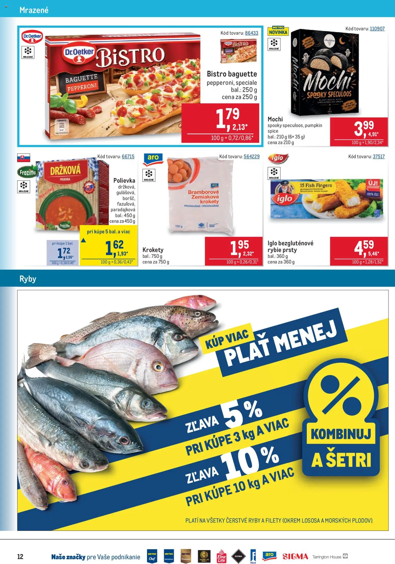 Nové Metro akcie – leták je platný od 07.10.2026 | Strana: 12 | Produkty: Rybie prsty, Ryby, Filé, Krokety