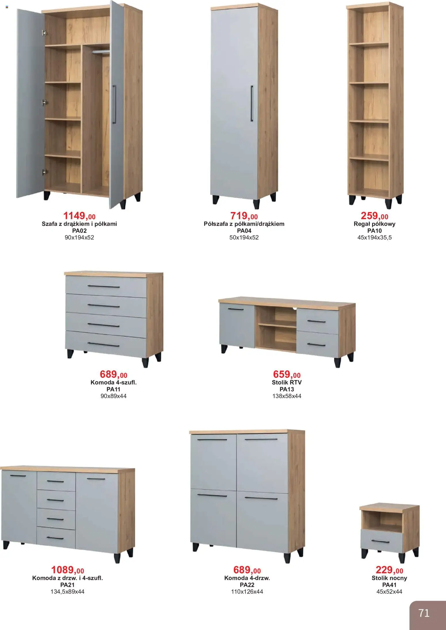 Bodzio Katalog od 01.08.2026 | Strona: 71 | Produkty: Szafa, Komoda, Stolik nocny, Regał