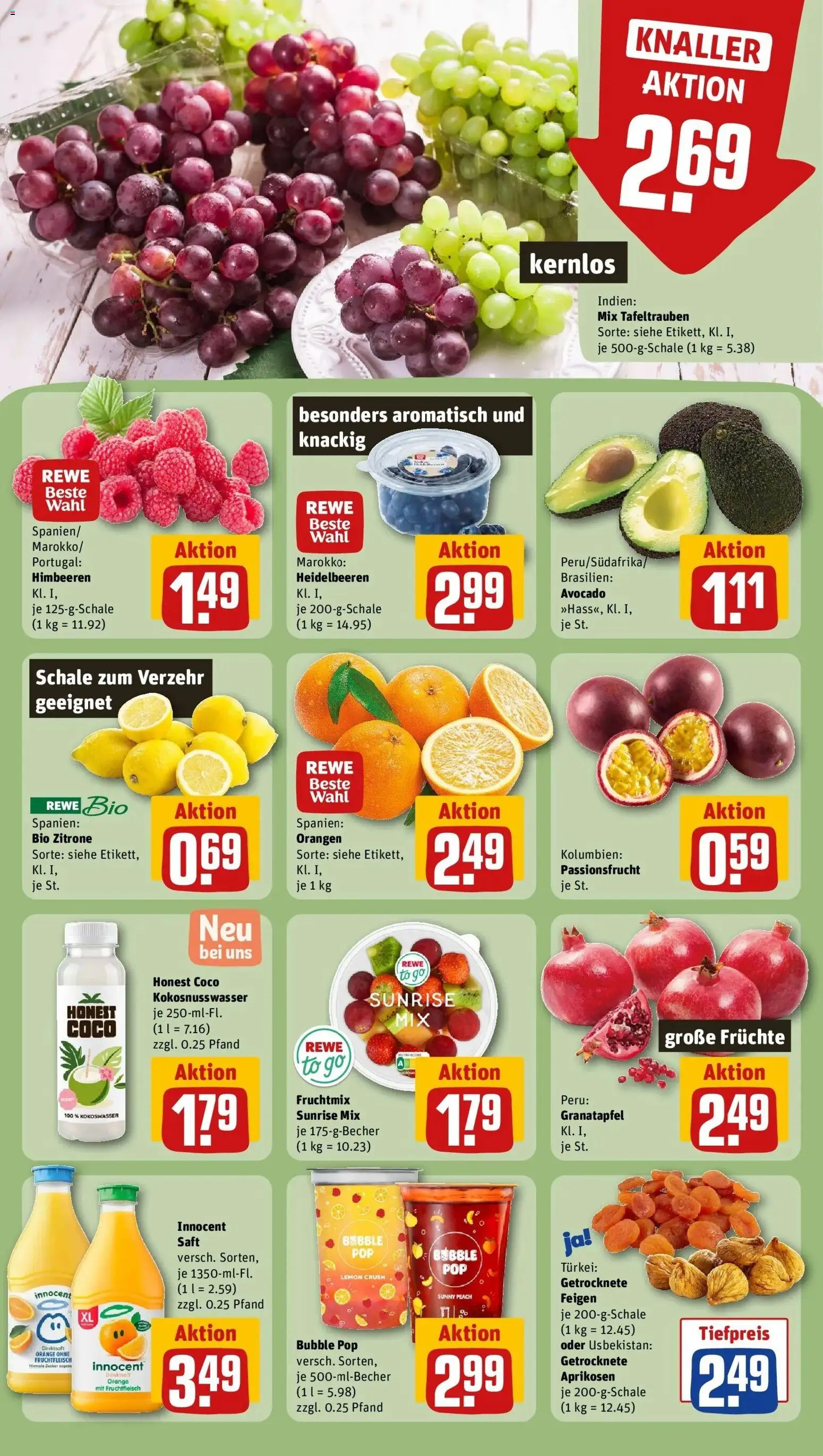 Rewe Prospekt Hilders	 – gültig ab 27.04.2026 | Seite: 6 | Produkte: Himbeeren, Heidelbeeren, Zitrone, Saft