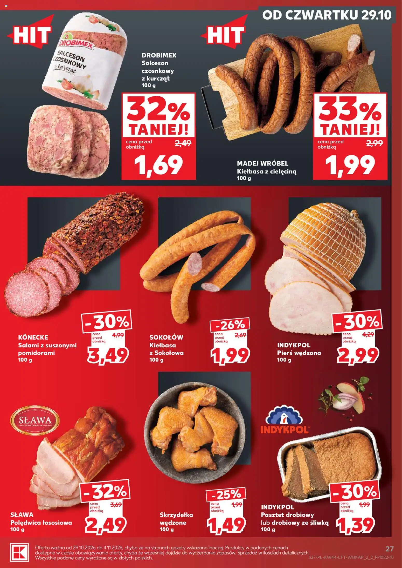 Kaufland gazetka od 29.10.2026 | Strona: 27 | Produkty: Pasztet, Gazety, Salceson, Salami