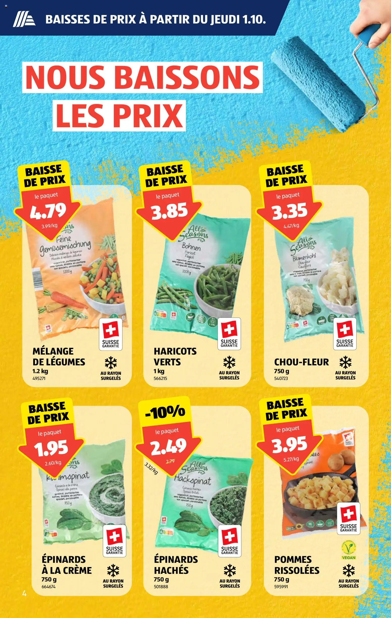 Aldi aktionen FR – gültig ab 01.10.2026 | Seite: 4 | Produkte: Blumenkohl, Gemüsemischung, Creme