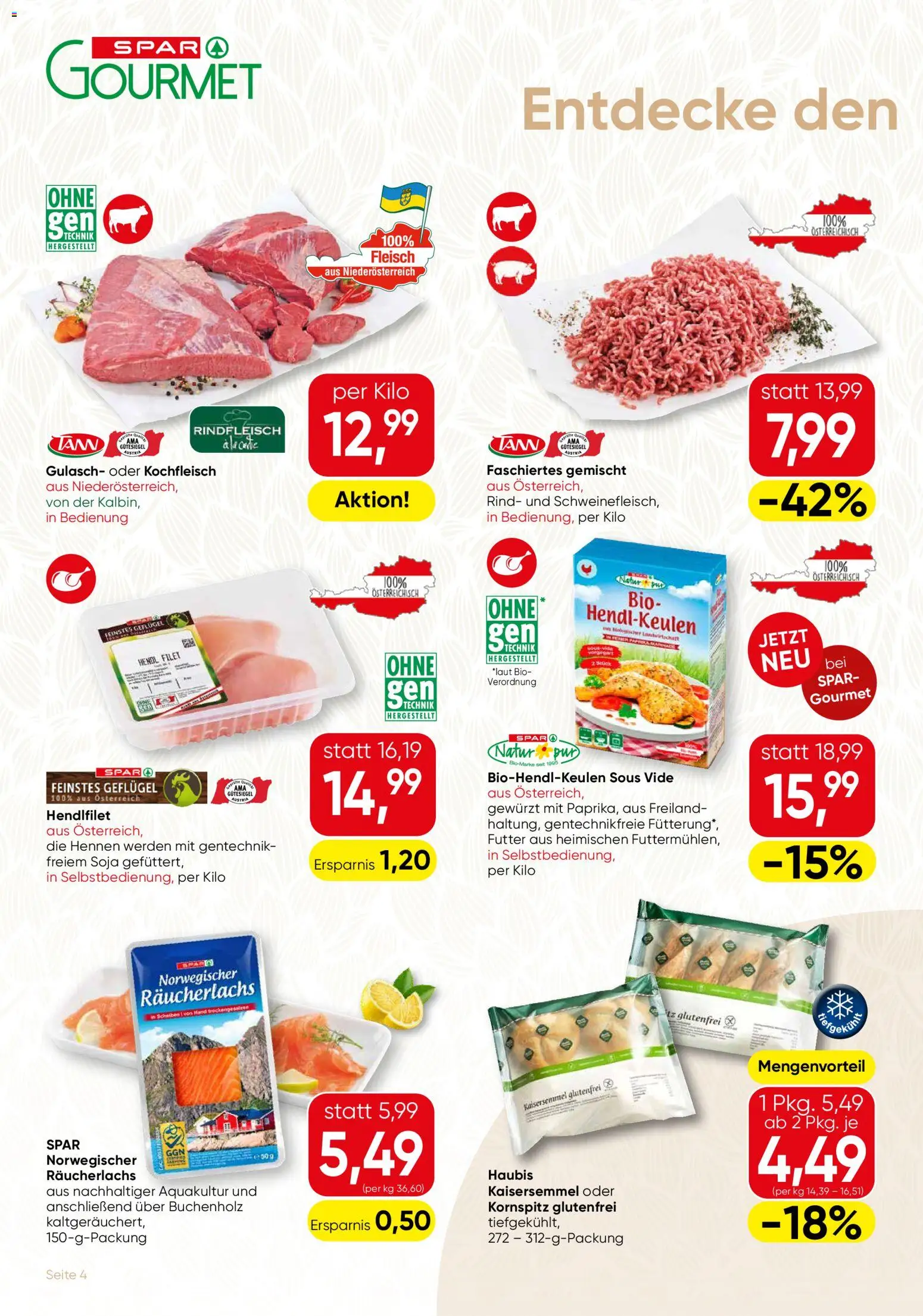 SPAR Gourmet KAFFEES & TEE gültig ab 15.10.2026 | Seite: 4 | Produkte: Rindfleisch