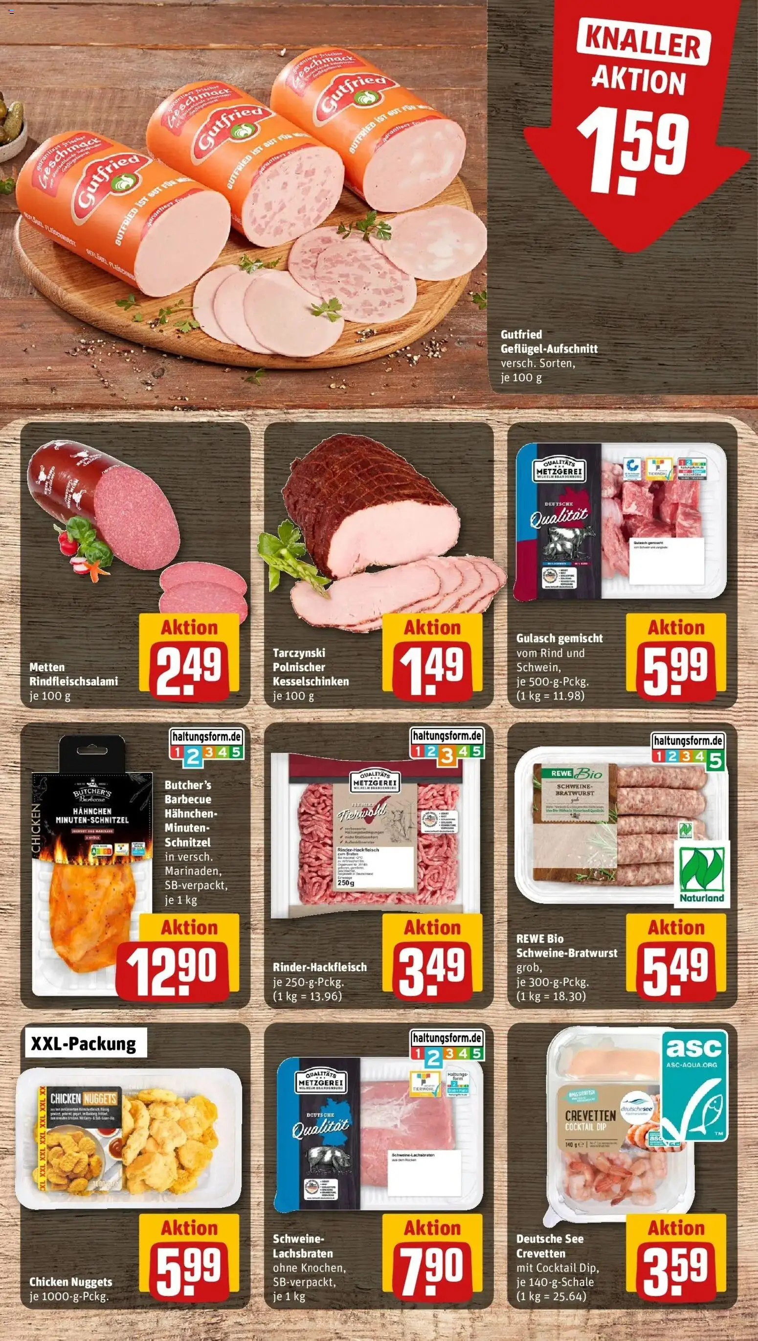 REWE Prospekt ab 10.08.2026 zum Blättern » Angebote | Seite: 6 | Produkte: Hahnchen, Bratwurst, Schnitzel, Gulasch