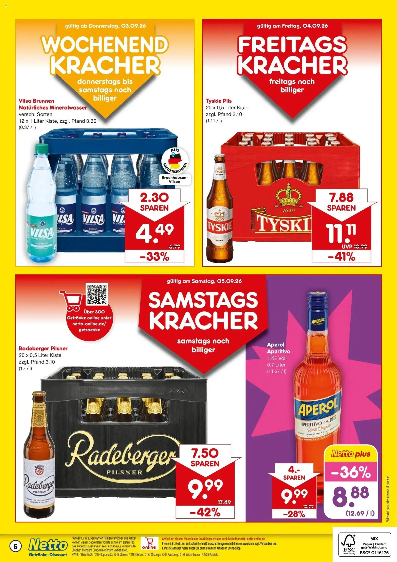 Netto Marken-Discount Prospekt Brilon – gültig ab 31.08.2026 | Seite: 6 | Produkte: Tyskie, Bilder, Aperol, Radeberger pilsner