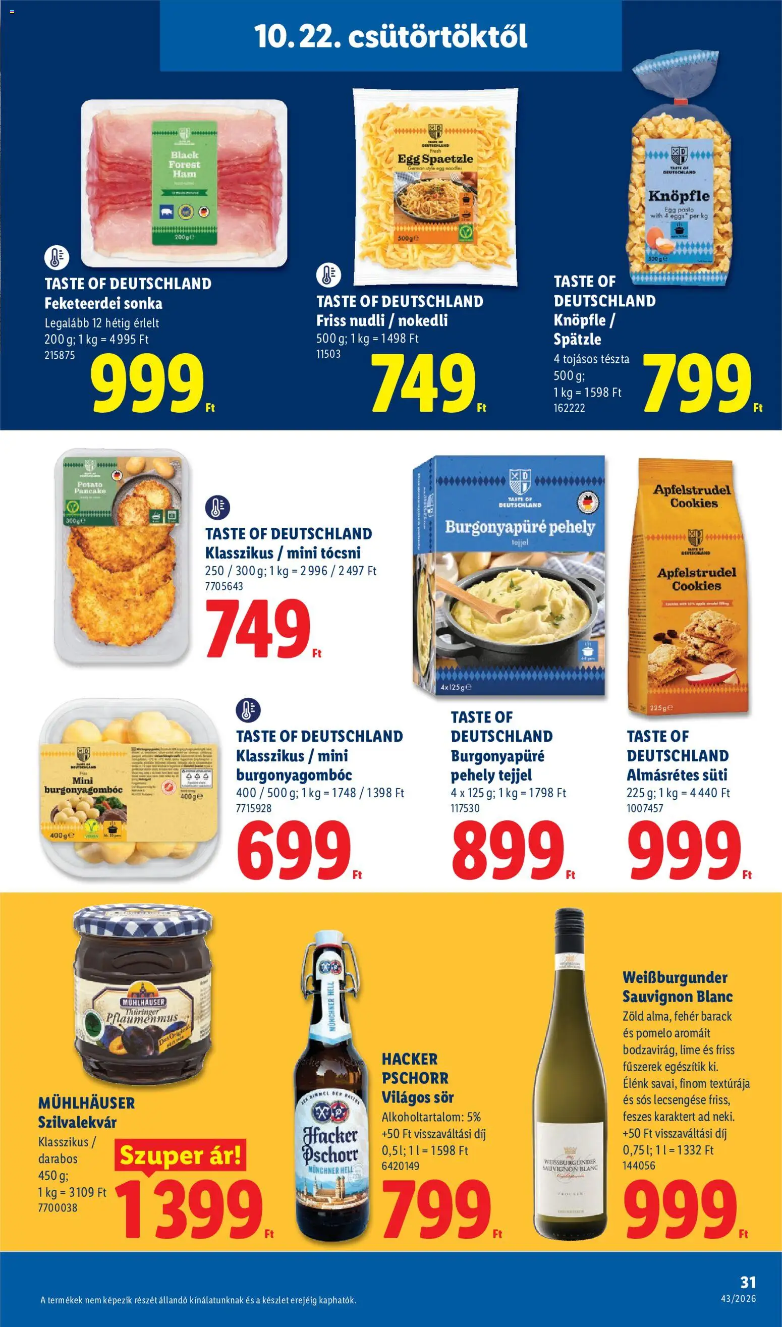 Lidl akciós ujság - amely érvényes a következő dátumtól: 2026.10.22. | Oldal: 31