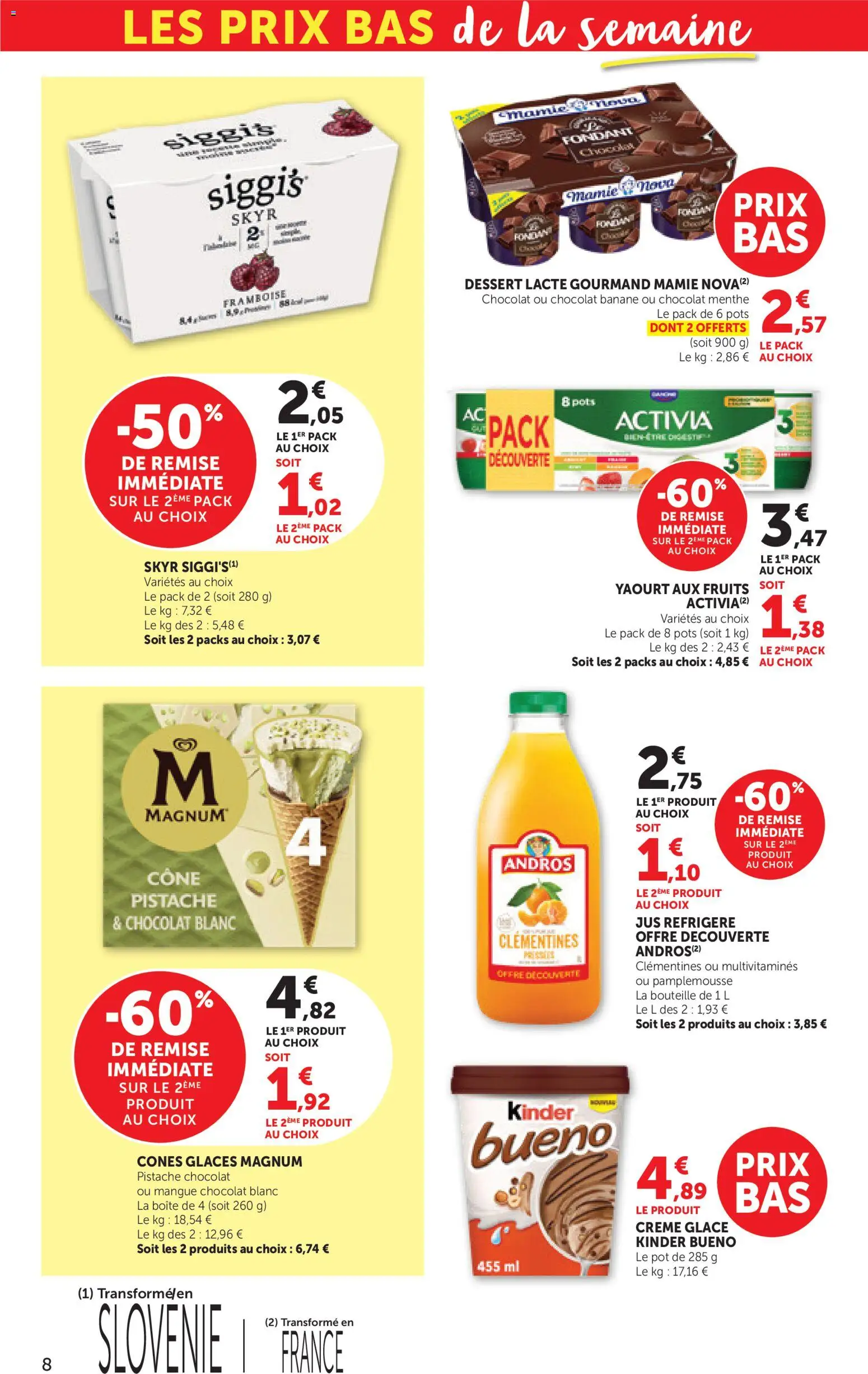 {H1} | Page: 8 | Produits: Glaces, Cônes, Yaourt, Crème