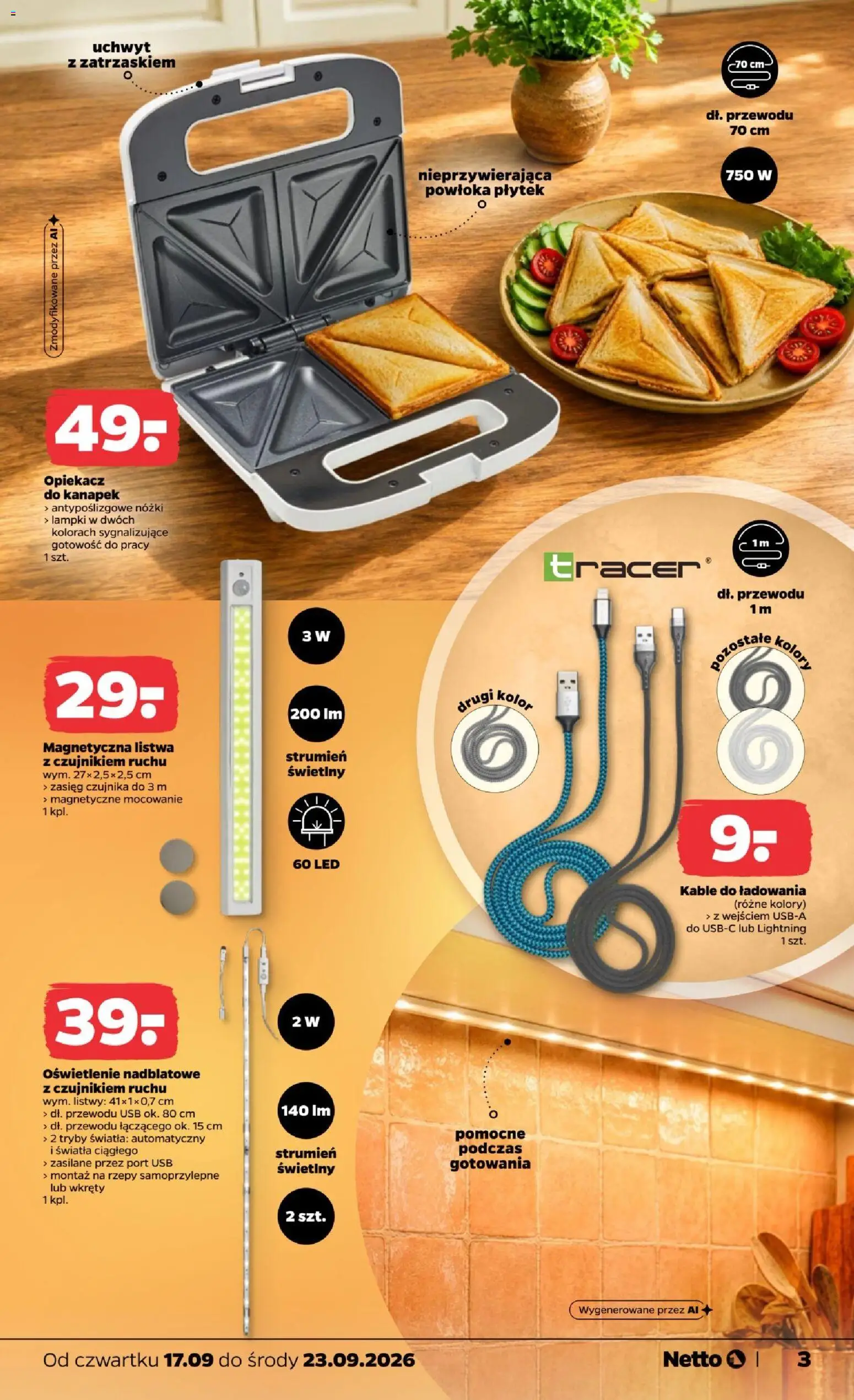 Netto gazetka od czwartku NonFood od 17.09.2026 | Strona: 3 | Produkty: Magnetic, Lampki, Opiekacz, Oświetlenie