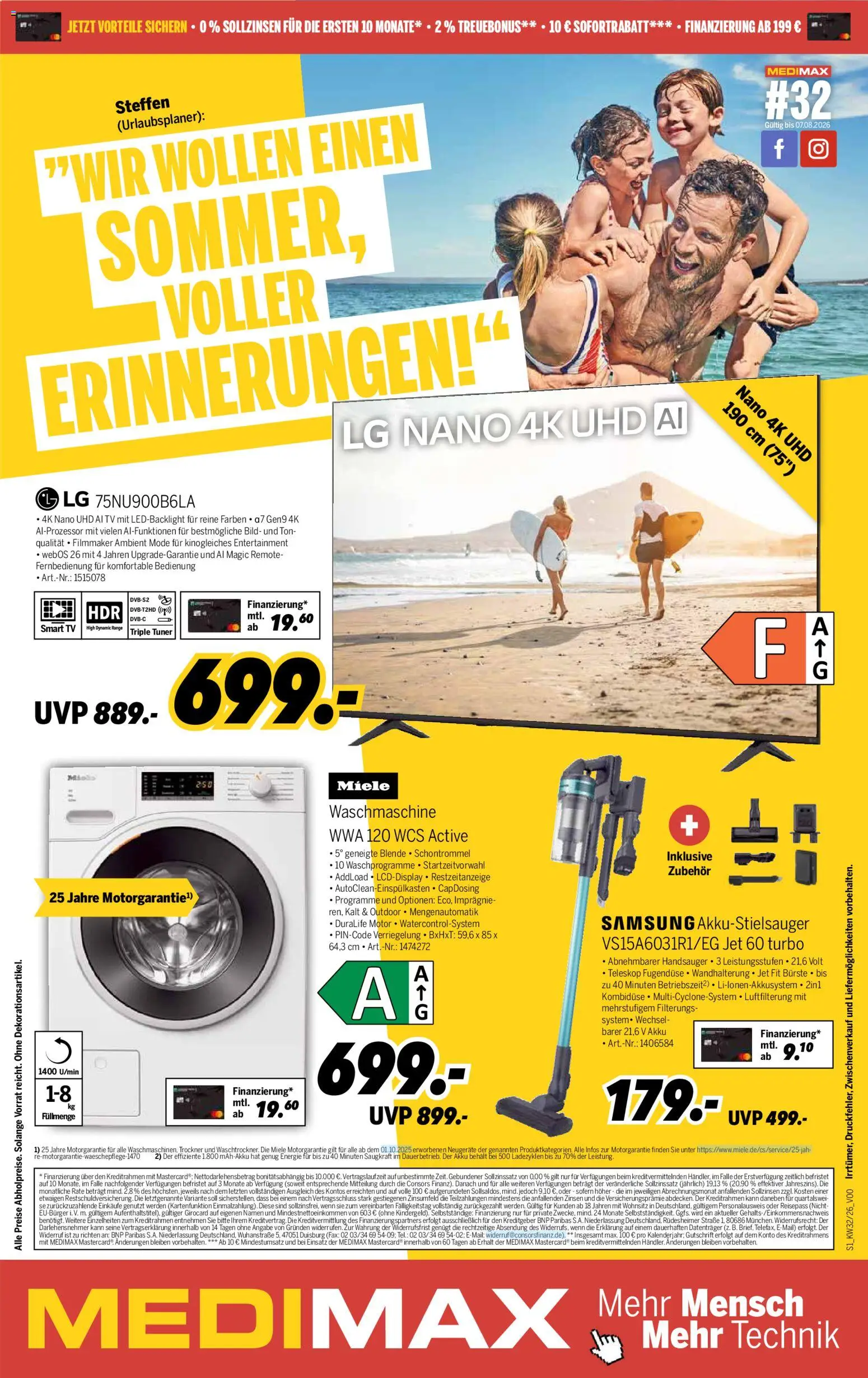 Medimax Prospekt – gültig ab 01.08.2026 | Seite: 1 | Produkte: Miele, Waschmaschine, Smart TV, TV
