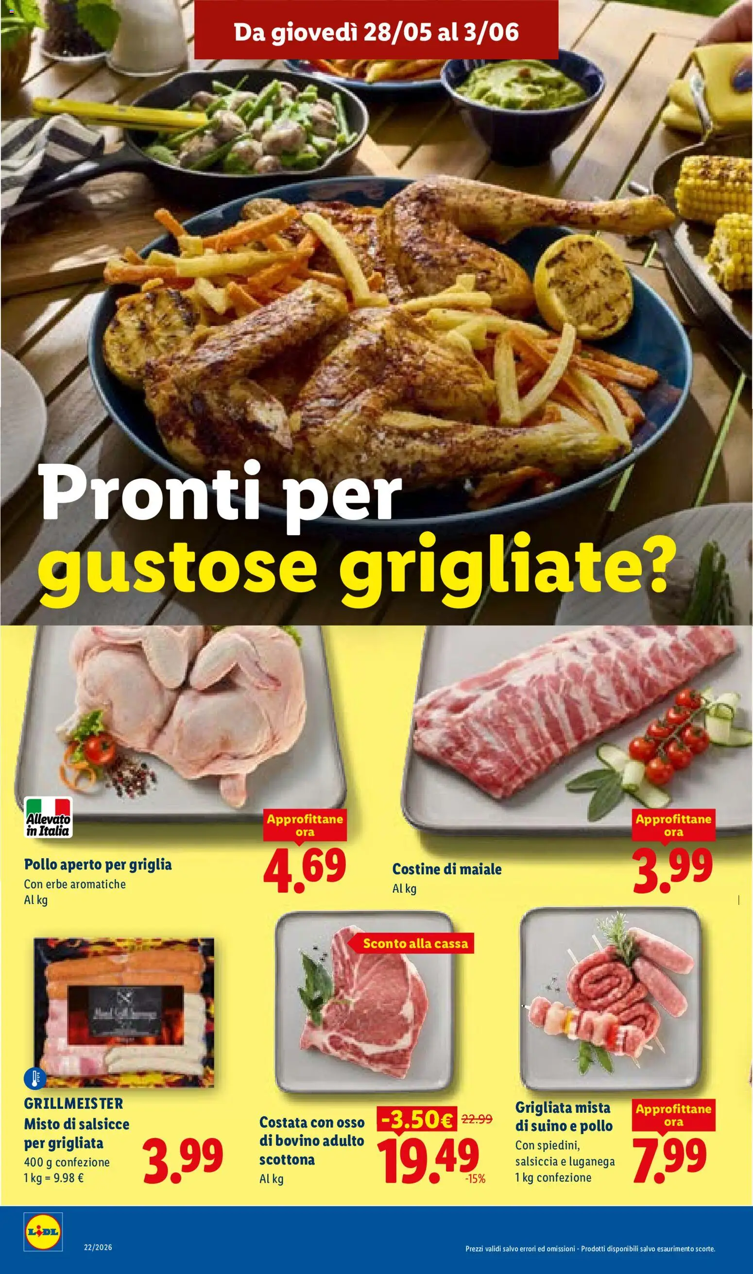 Volantino Lidl del 28.05.2026 | Pagina: 8 | Prodotti: Bovino, Pollo, Maiale, Salsiccia