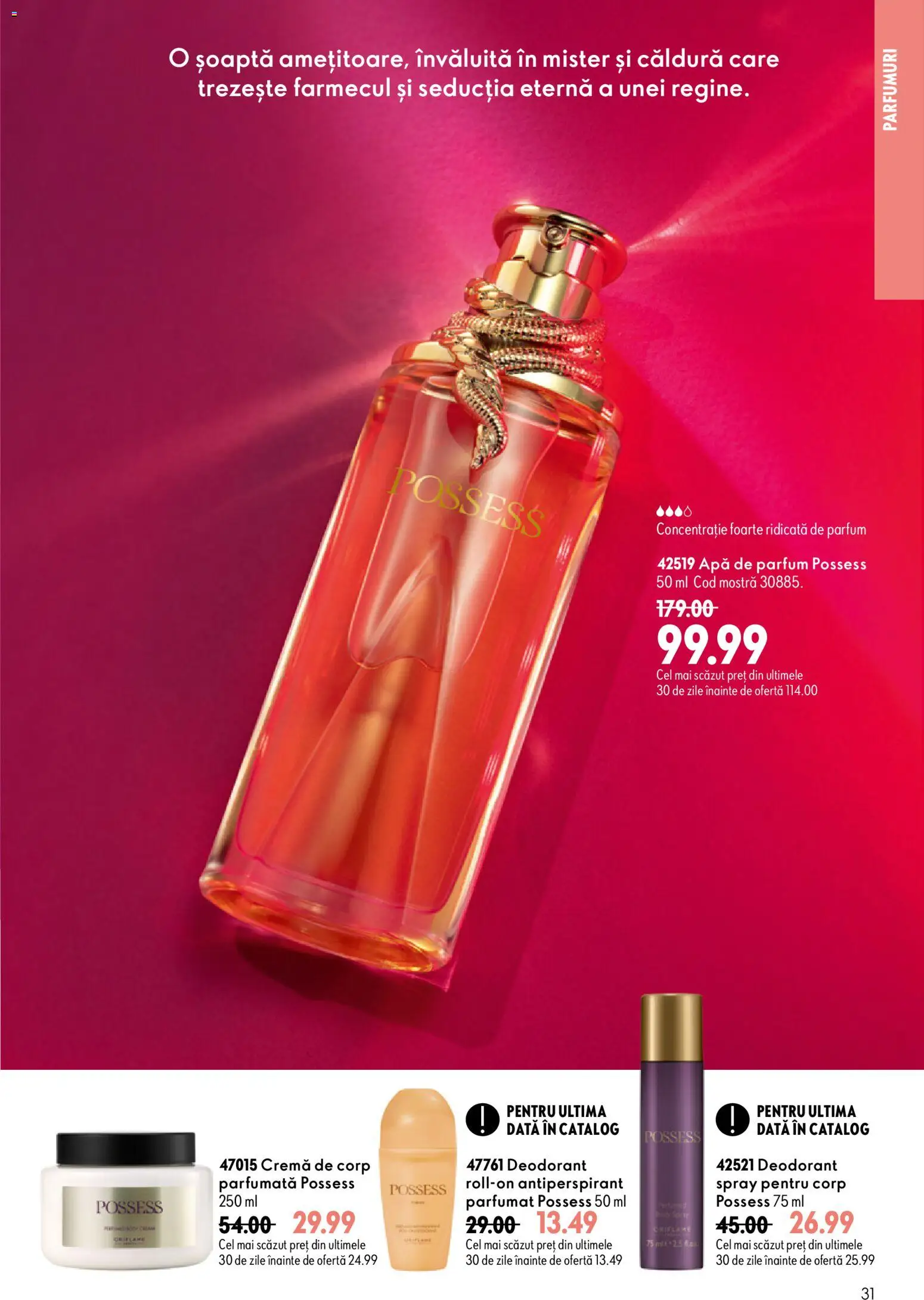 Noul catalog Oriflame – valabil de la 19.08.2026 | Pagină: 31 | Produse: Apă de parfum, Parfum, Deodorant, Antiperspirant