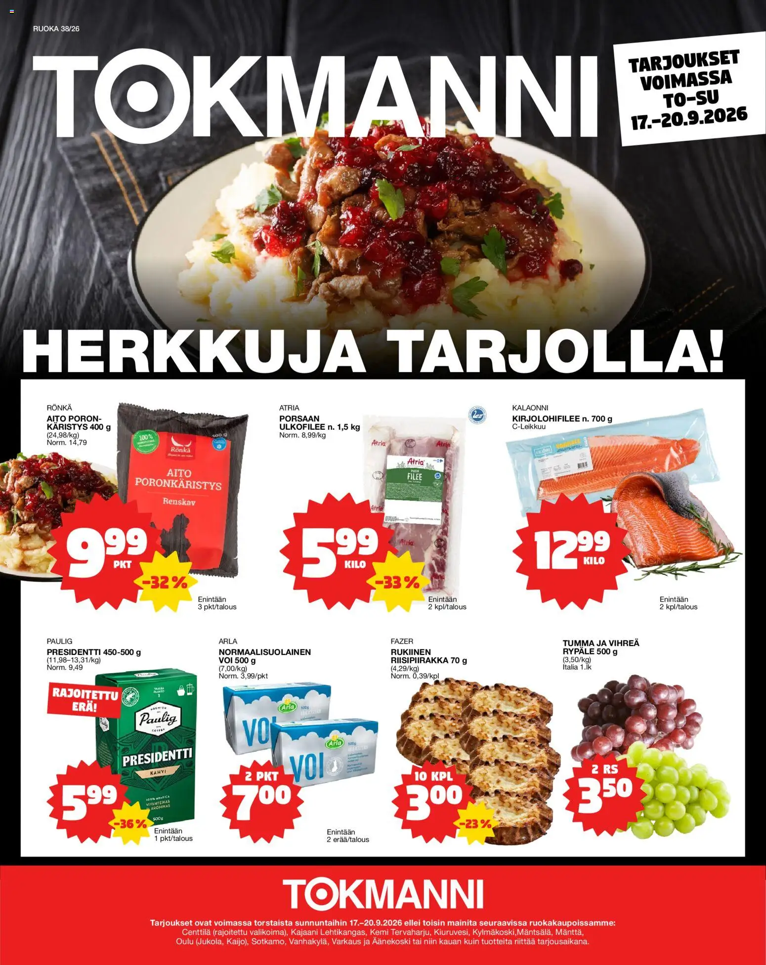 Tokmanni - Ruokasanomat – voimassa 17/09/2026 alkaen | Sivu: 1