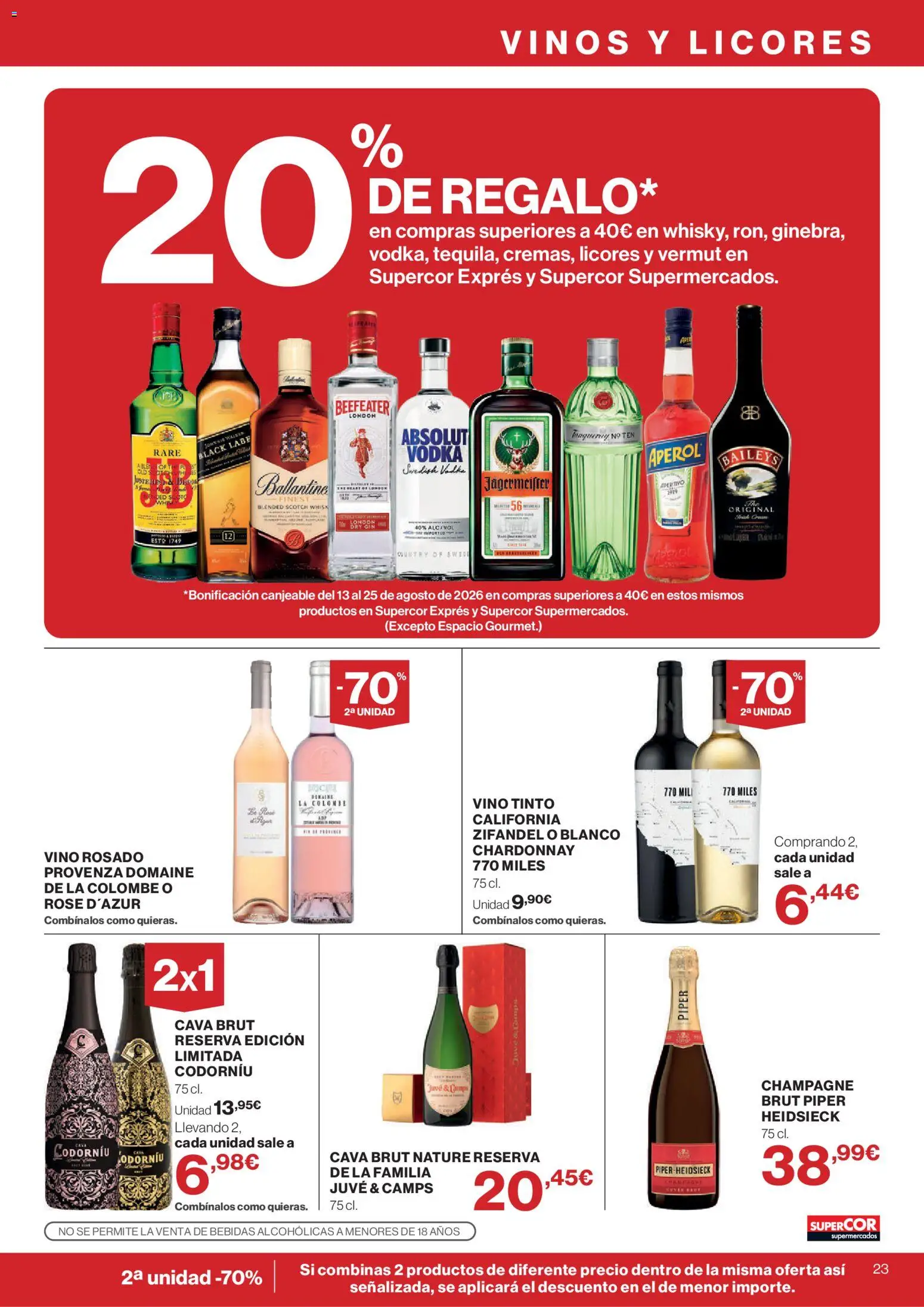 Supercor folleto │ válido desde el 30/07/2026 | Página: 23 | Productos: Vino rosado, Vino, Vodka
