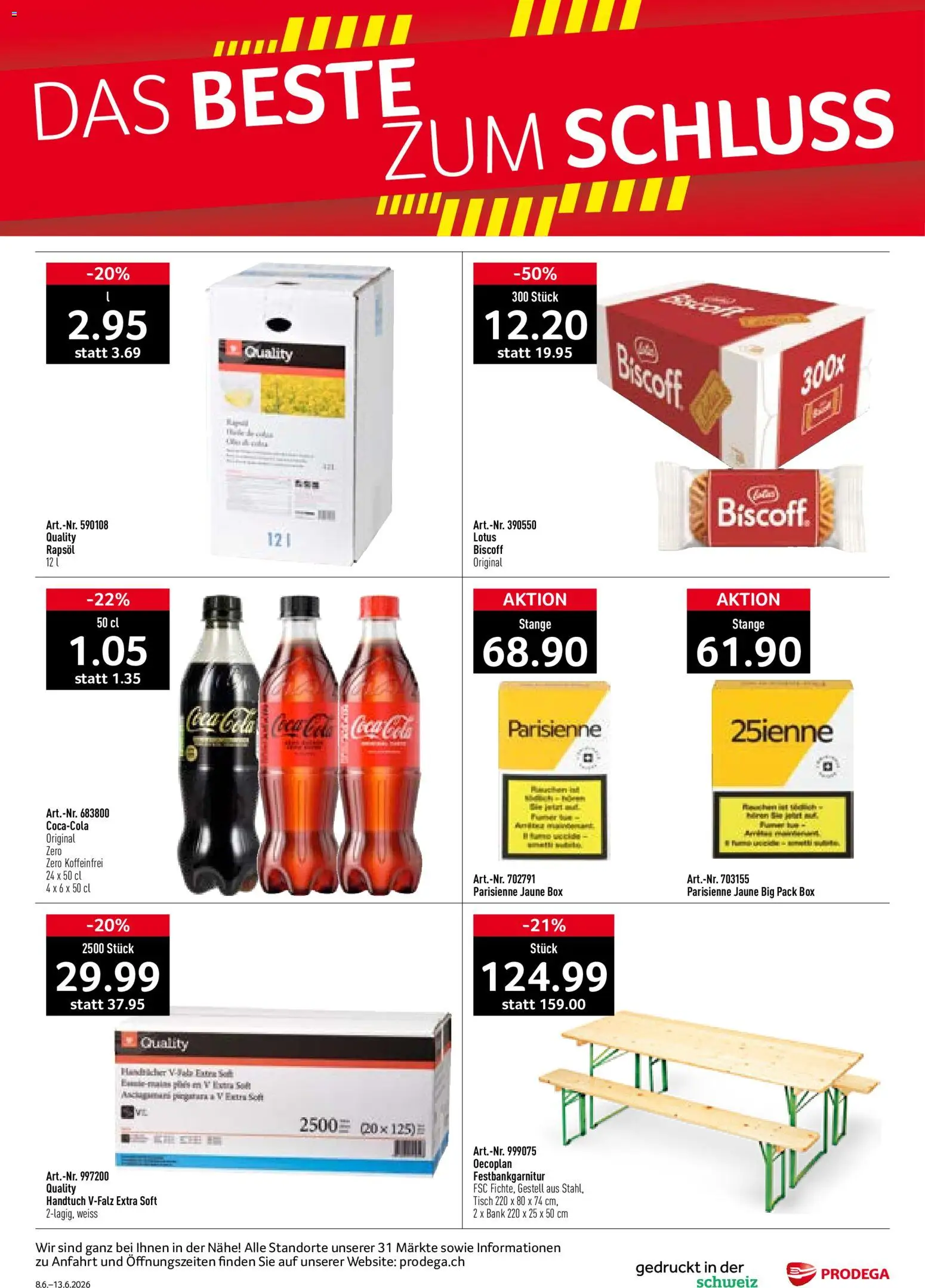 Prodega aktionen – gültig ab 08.06.2026 | Seite: 40 | Produkte: Tisch, Coca Cola, Box, Rapsöl