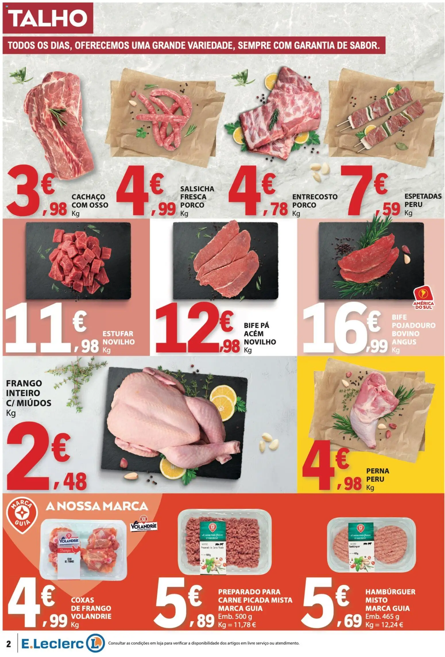 E.Leclerc folheto │ válido de 04.06.2026 | Página: 2 | Produtos: Frango, Peru, Hambúrguer, Pá