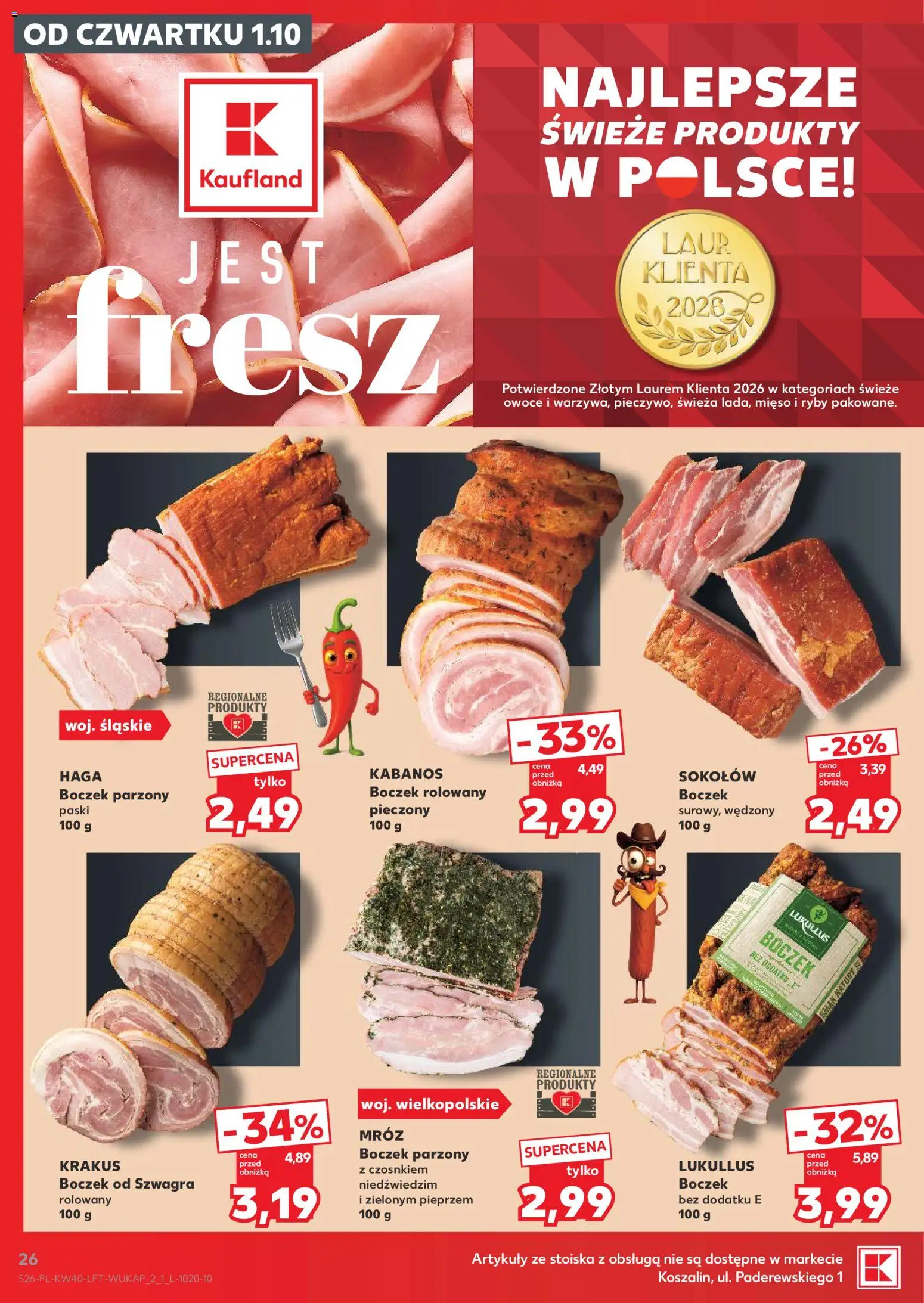 Kaufland Polsko leták od 01.10.2026 | Strana: 26 | Produkty: Ryby, Kabanos
