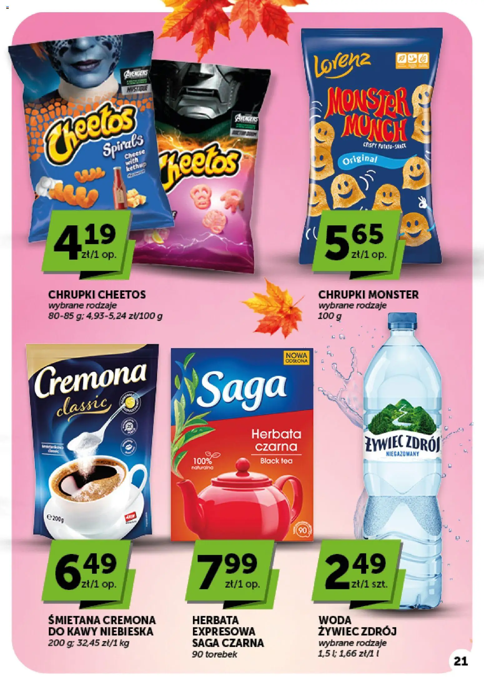 ABC gazetka - Market od 15.10.2026 | Strona: 21 | Produkty: Herbata czarna, Chrupki, Śmietana, Woda
