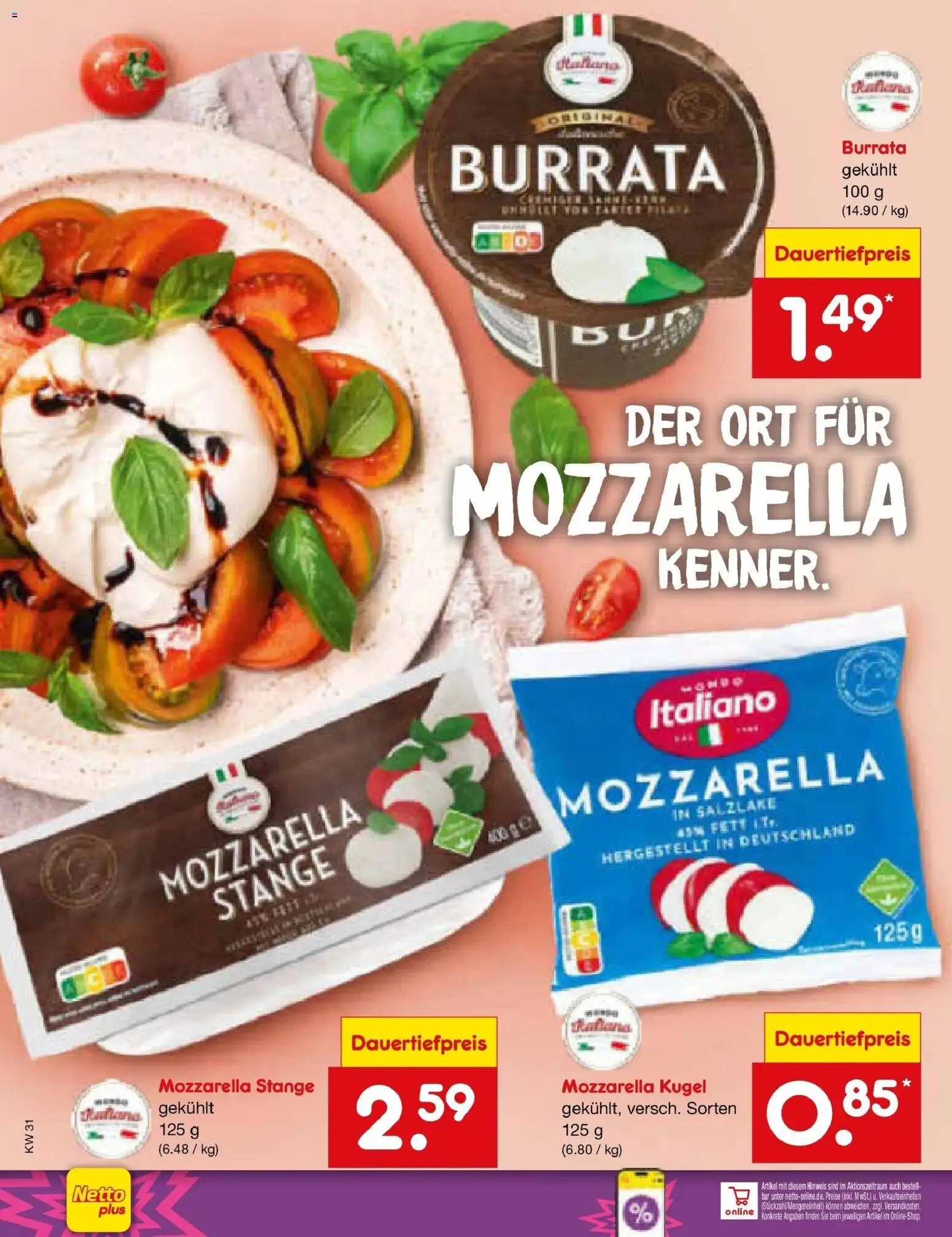 Netto Marken-Discount Prospekt Bielefeld – gültig ab 27.07.2026 | Seite: 22 | Produkte: Mozzarella, Burrata