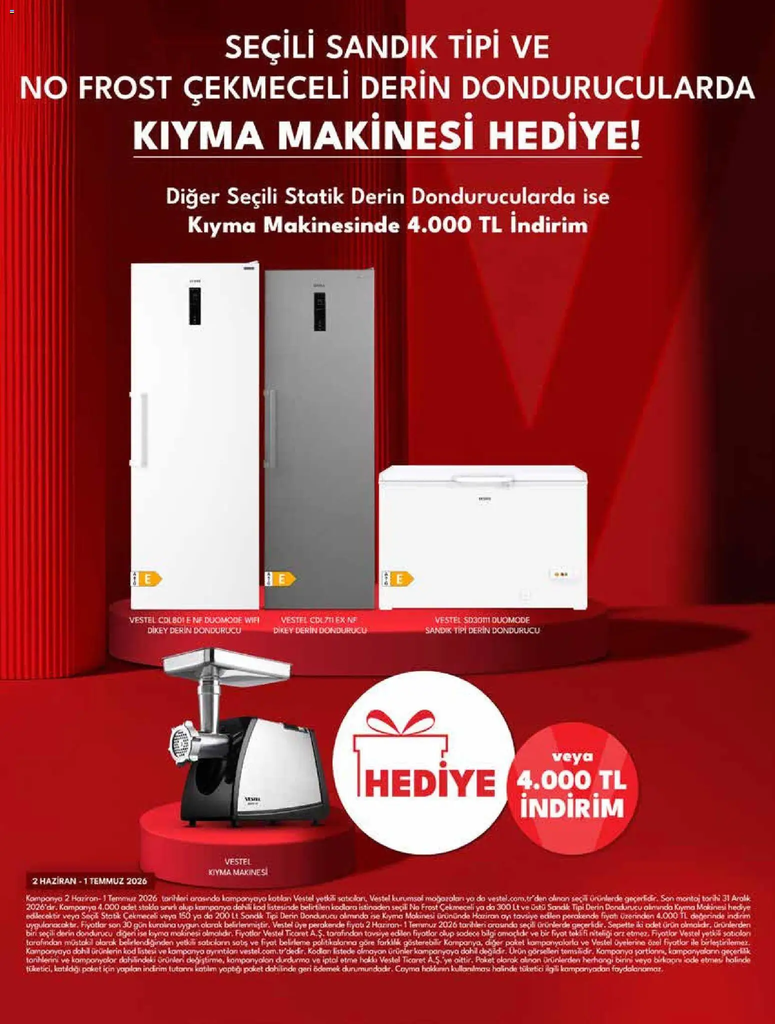Vestel Katalog - 01.06.2026 tarihinden itibaren geçerlidir | Sayfa: 7 | Ürünler: Kıyma, Dondurucu