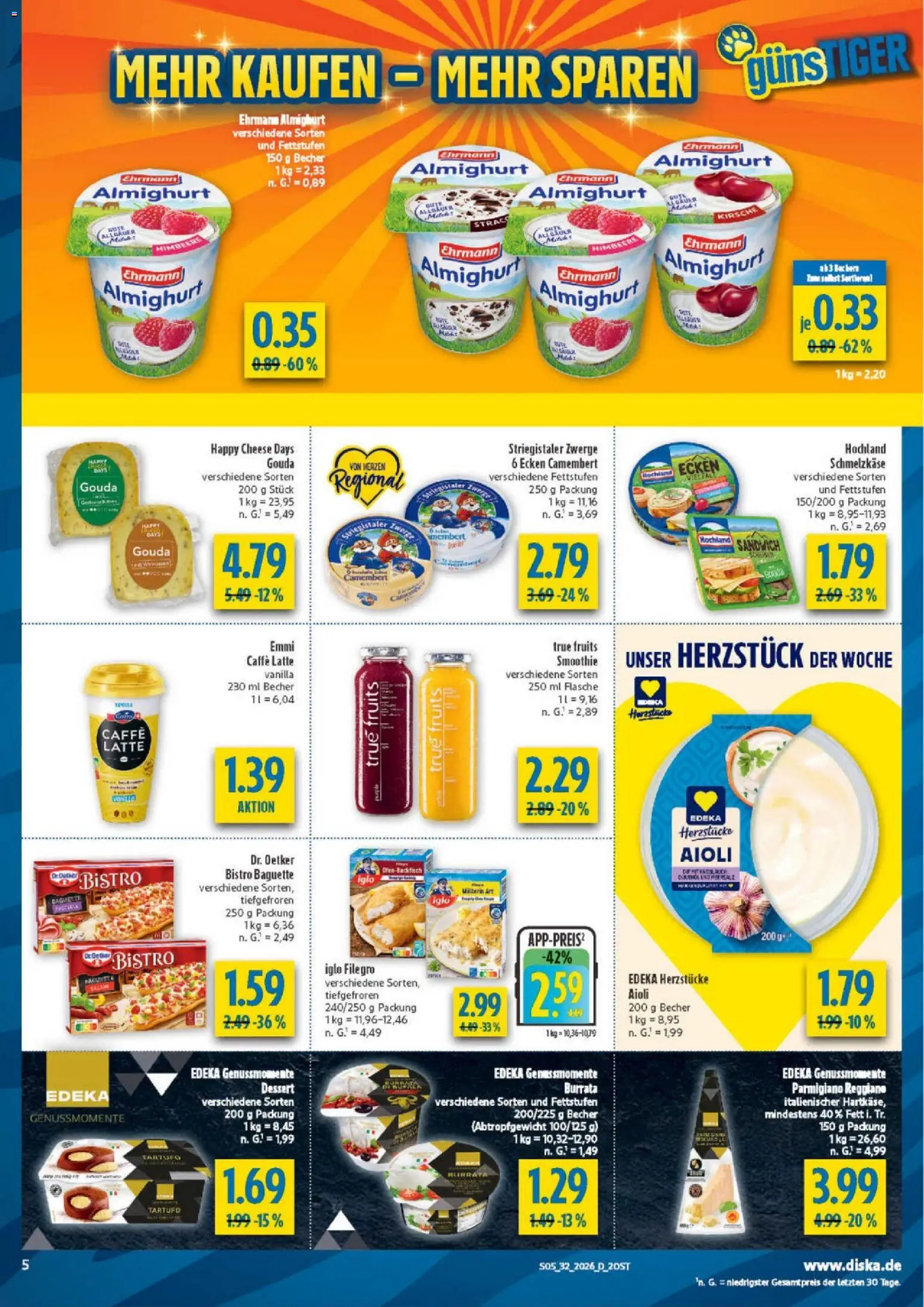 Diska - Diska Angebote Sachsen-Thüringen KW32 – gültig ab 03.08.2026 | Seite: 5 | Produkte: Ehrmann almighurt, Gouda, Iglo, Himbeere