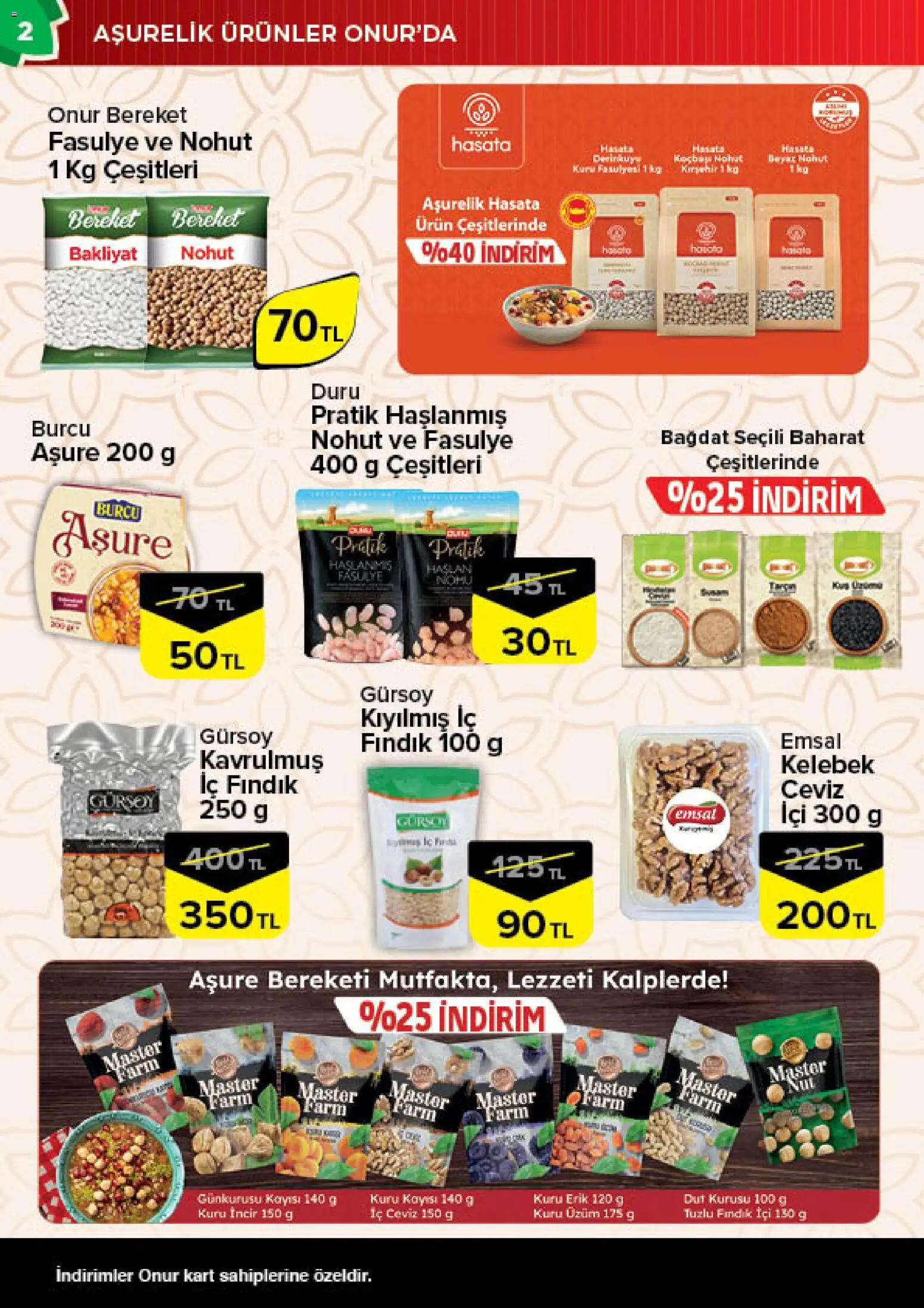 Onur Market Katalog - 16.06.2026 tarihinden itibaren geçerlidir | Sayfa: 2 | Ürünler: Fındık, Üzüm, Ceviz, Dut