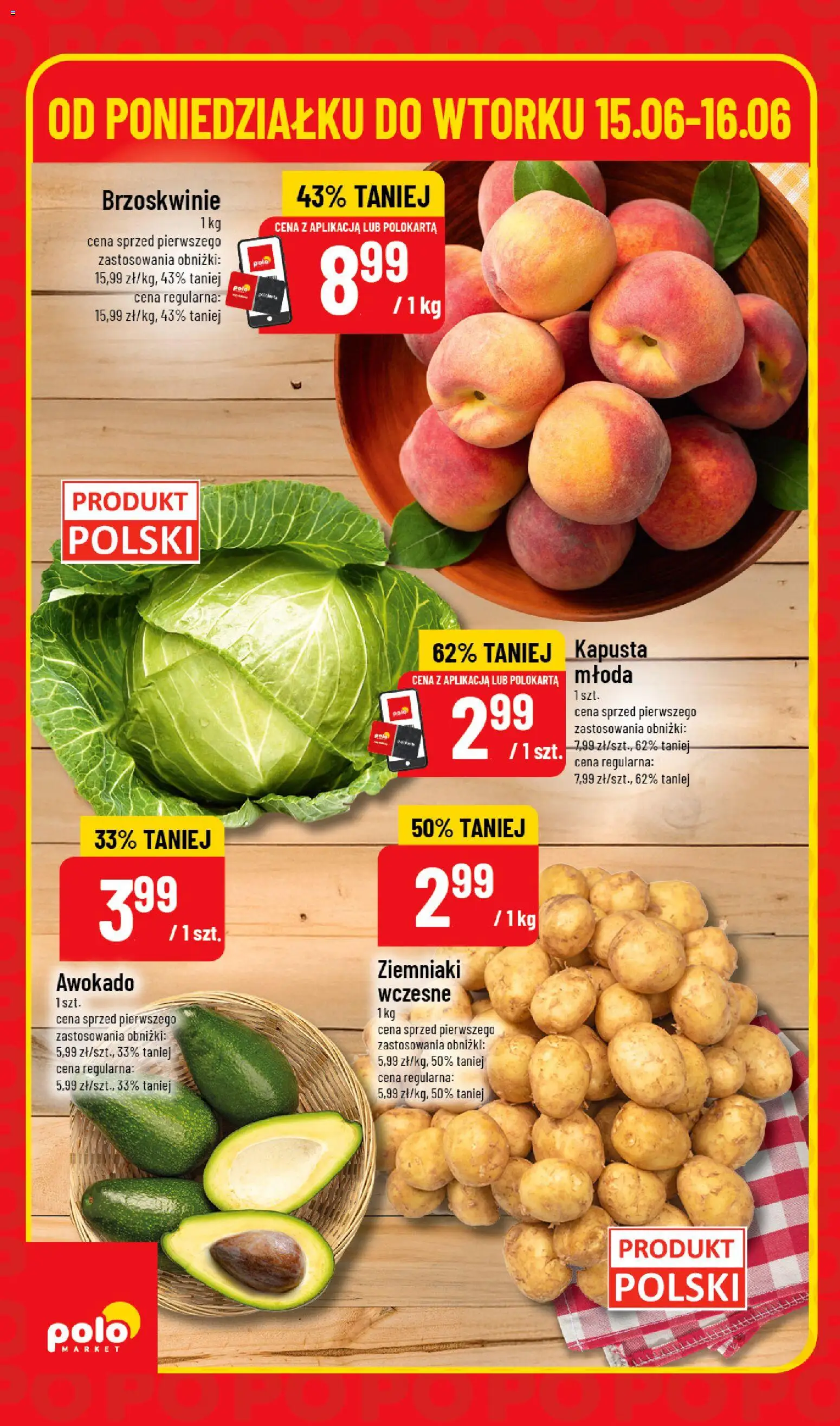 POLOmarket gazetka - Super Hity od 15.06.2026 | Strona: 2 | Produkty: Kapusta, Brzoskwinie, Awokado, Ziemniaki