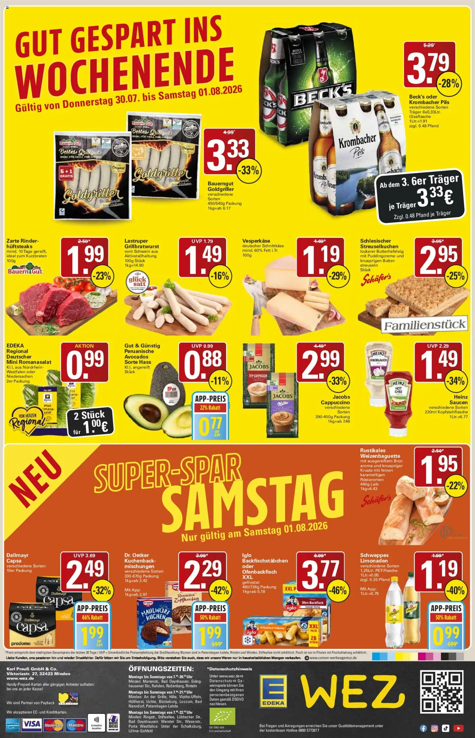 WEZ Prospekt – gültig ab 27.07.2026 | Seite: 16 | Produkte: Butter, Schweppes, Fisch, Bauerngut