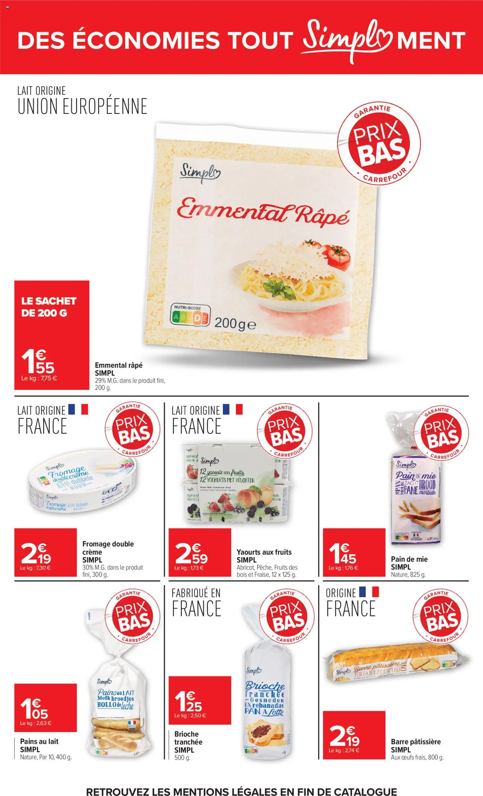 {H1} | Page: 5 | Produits: Pains au lait, Lait, Œufs, Pain