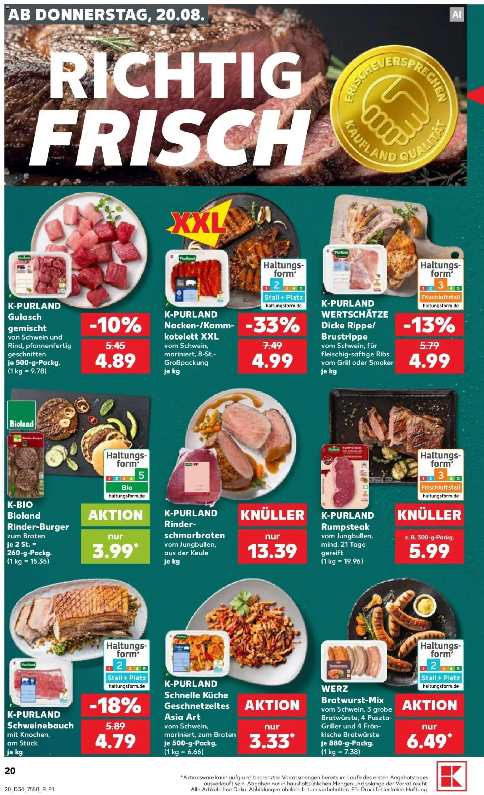 Prospekt Kaufland ab 17.08.2026 » Angebote Online zum Blättern | Seite: 31 | Produkte: Rumpsteak, Schweinebauch, Küche, Gulasch
