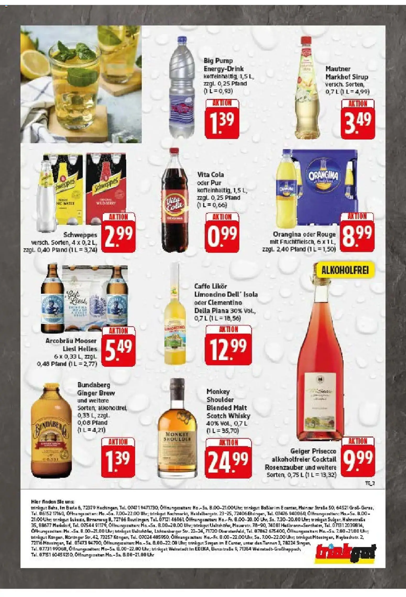 E center Prospekt Singen (ab 17.08.2026) zum Blättern | Seite: 51 | Produkte: Likör, Schweppes, Vita cola, Uhr