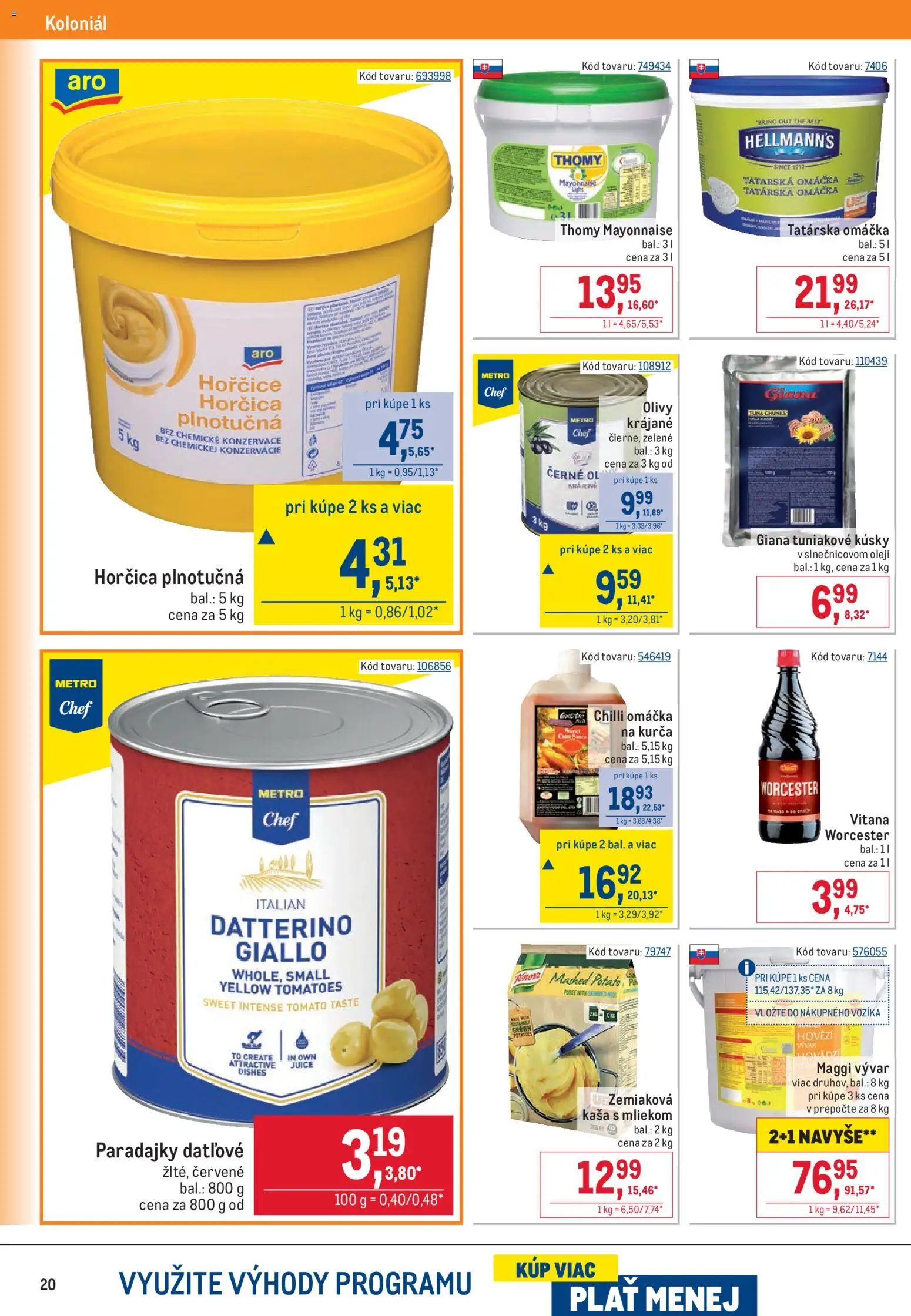 Nové Metro akcie – leták je platný od 12.08.2026 | Strana: 20 | Produkty: Omáčka, Horčica, Kurča, Kaša