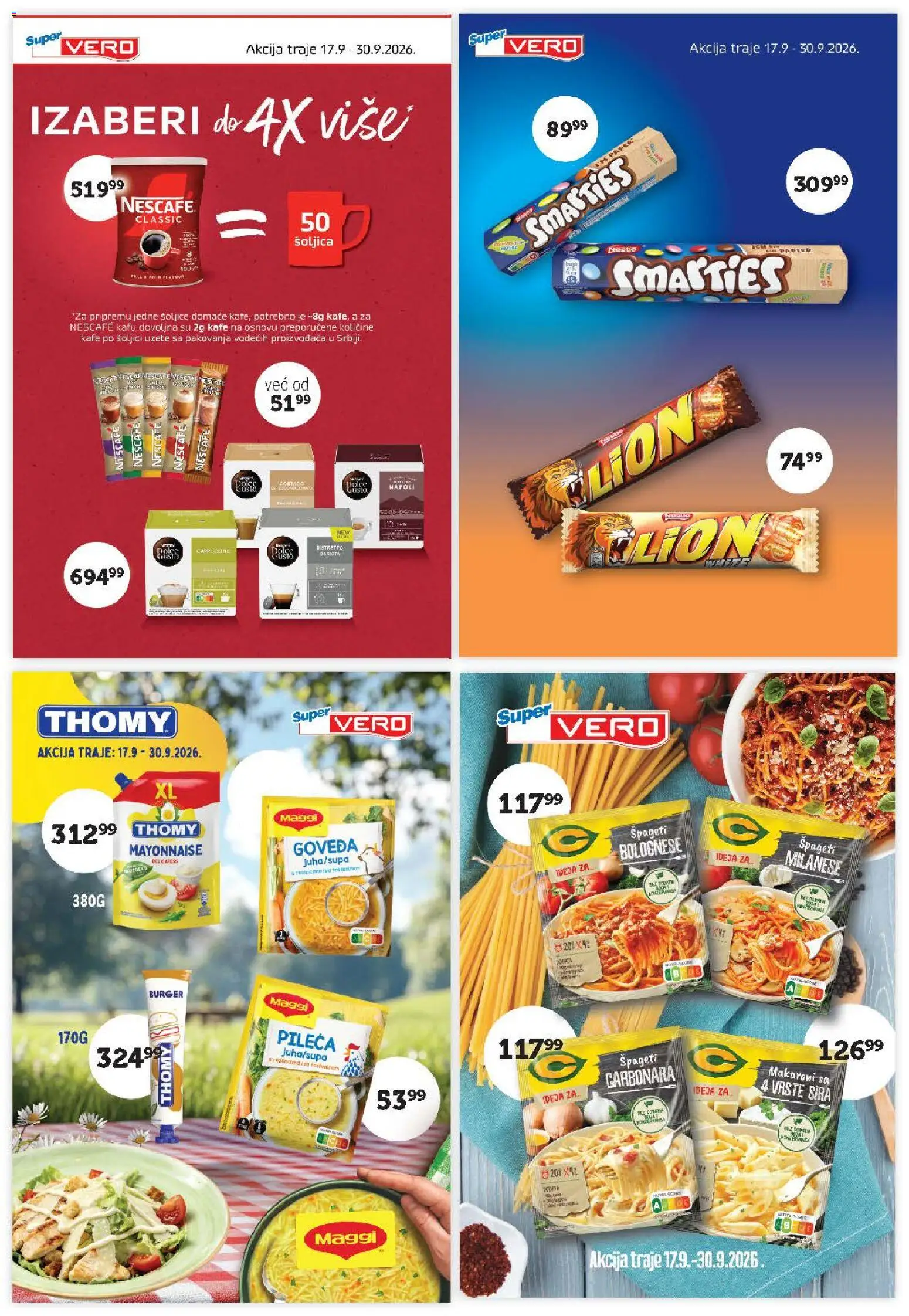 SuperVERO katalog - važi od 17.09.2026 | Strana: 15 | Proizvode: Burger, Špageti, Nescafé